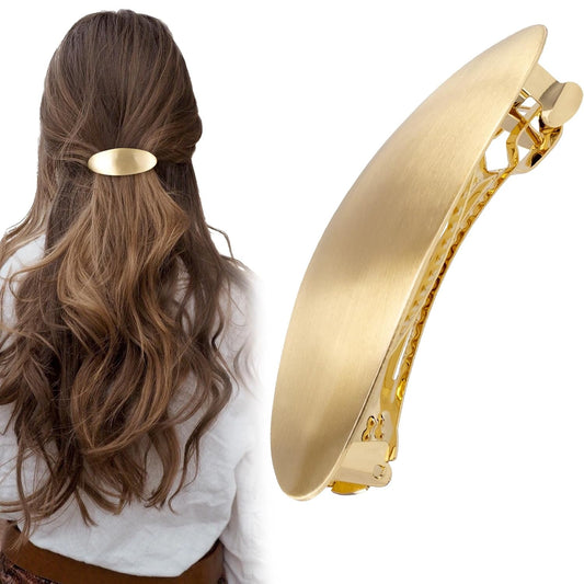 3Inch Oval Hair Barrette Vintage Metal Large Hair Clip Gold French Wedding Prom Formal Hair Accessories for Women Girls Long Thick Hair