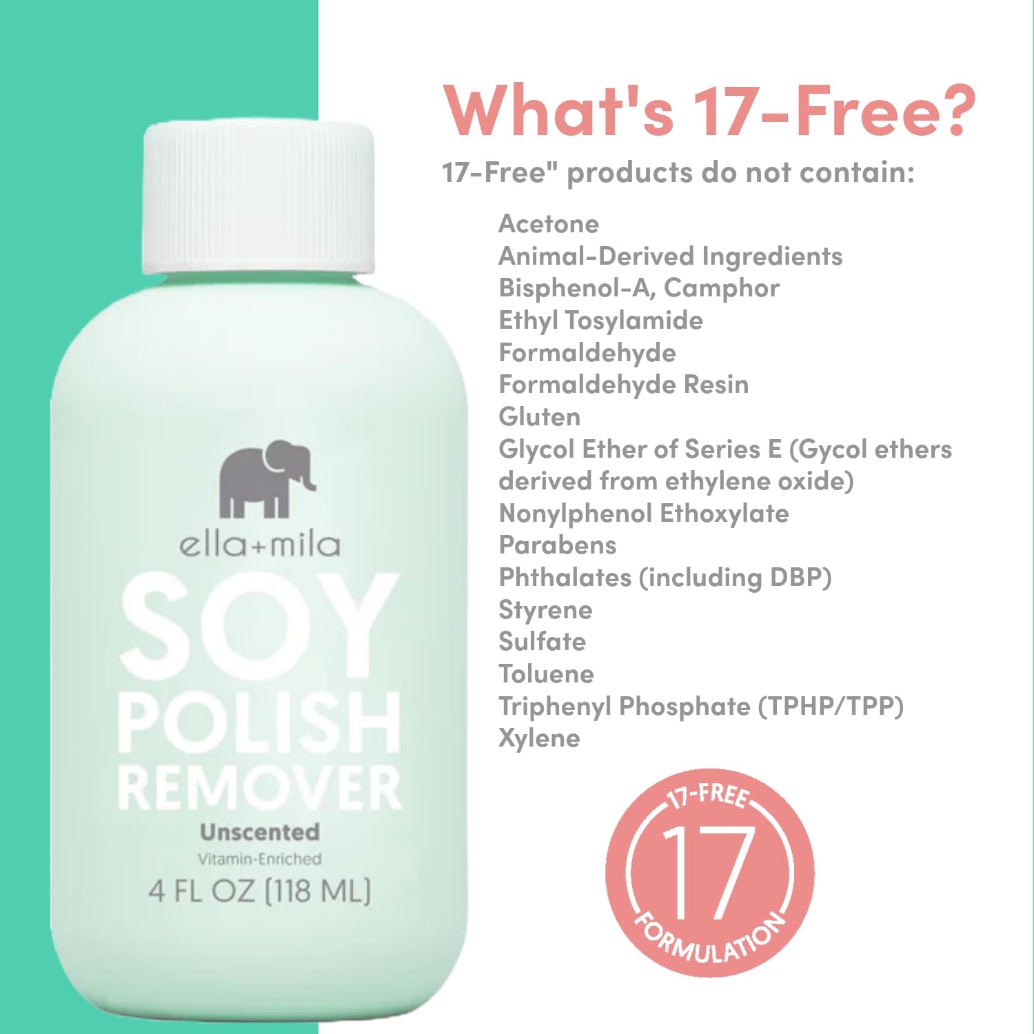 Soy Nail Polish Remover Non-Acetone Nail Polish Remover - Non-Toxic Fingernail Polish Remover - for Natural Nail Polishes - Unscented & Enriched with Vitamins A, C & E(4 Fl Oz) Teal