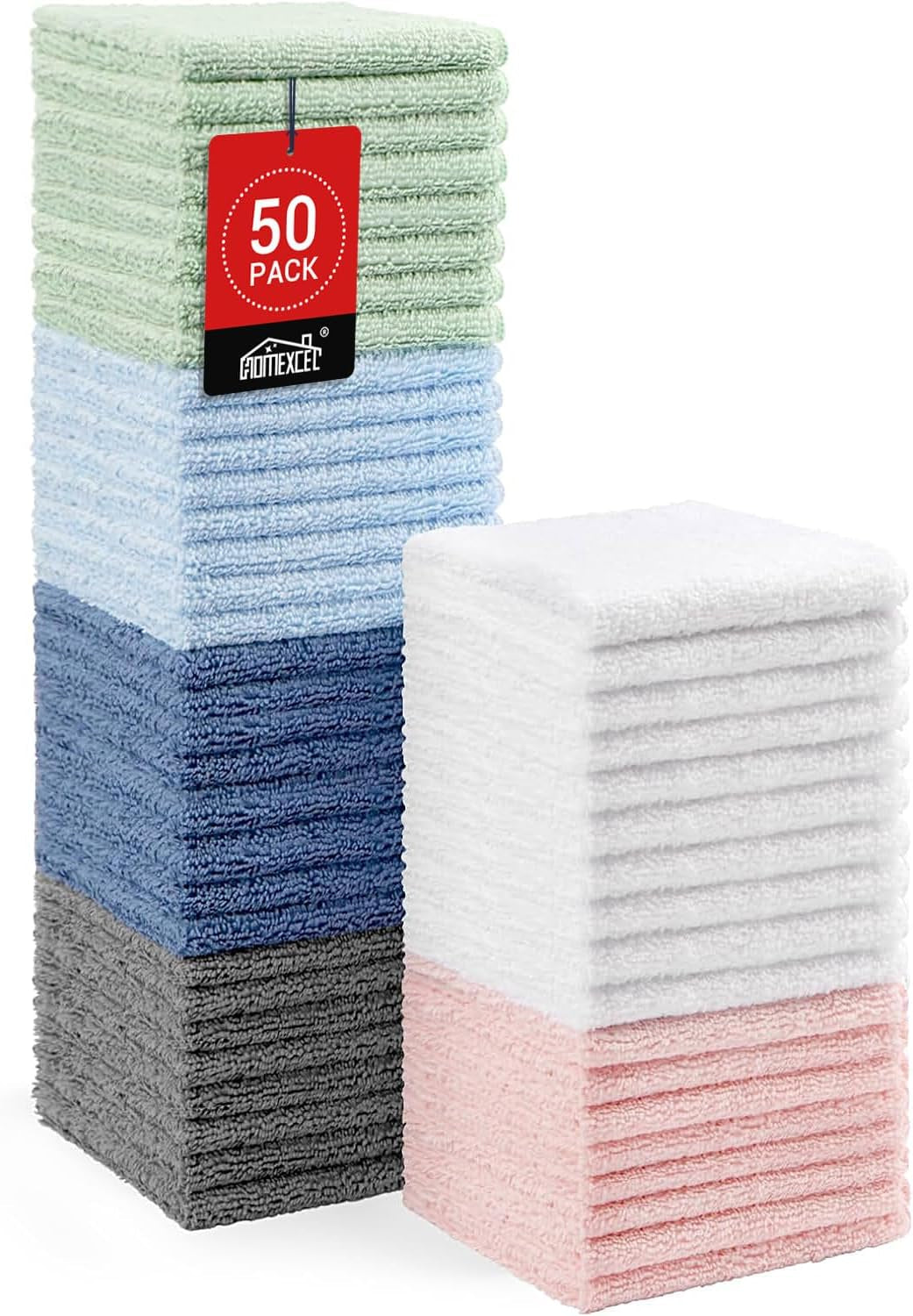 Microfiber Washcloths 12 Pack, Highly Absorbent and Soft Face Towel, Multi-Purpose Wash Cloths for Bathroom, Gym, Hotel, Spa and Kitchen, Multicolor 12X12 Inch