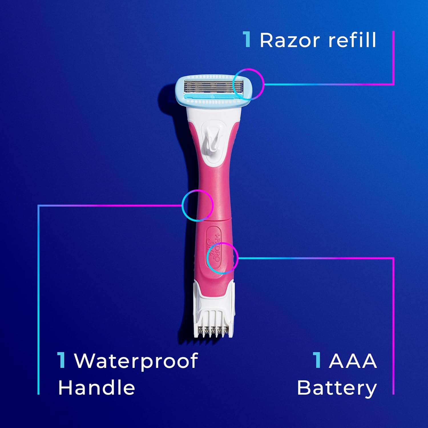 Trimstyle Razor for Women with Bikini Trimmer | 5-Blade Womens Razor with Trimmer, 2-In-1 Waterproof Pubic Hair Trimmer & Razor | 1 Handle & 3 Razor Blade Refills