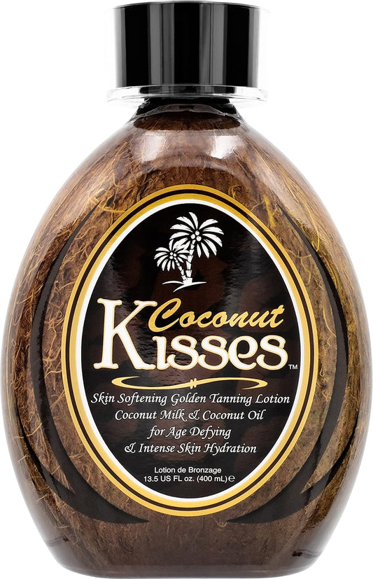 Coconut Kisses Golden Tanning Lotion Cruelty Free, Gluten Free, Mineral Oil Free, DHA Free for All Skin Type,13.5 Oz