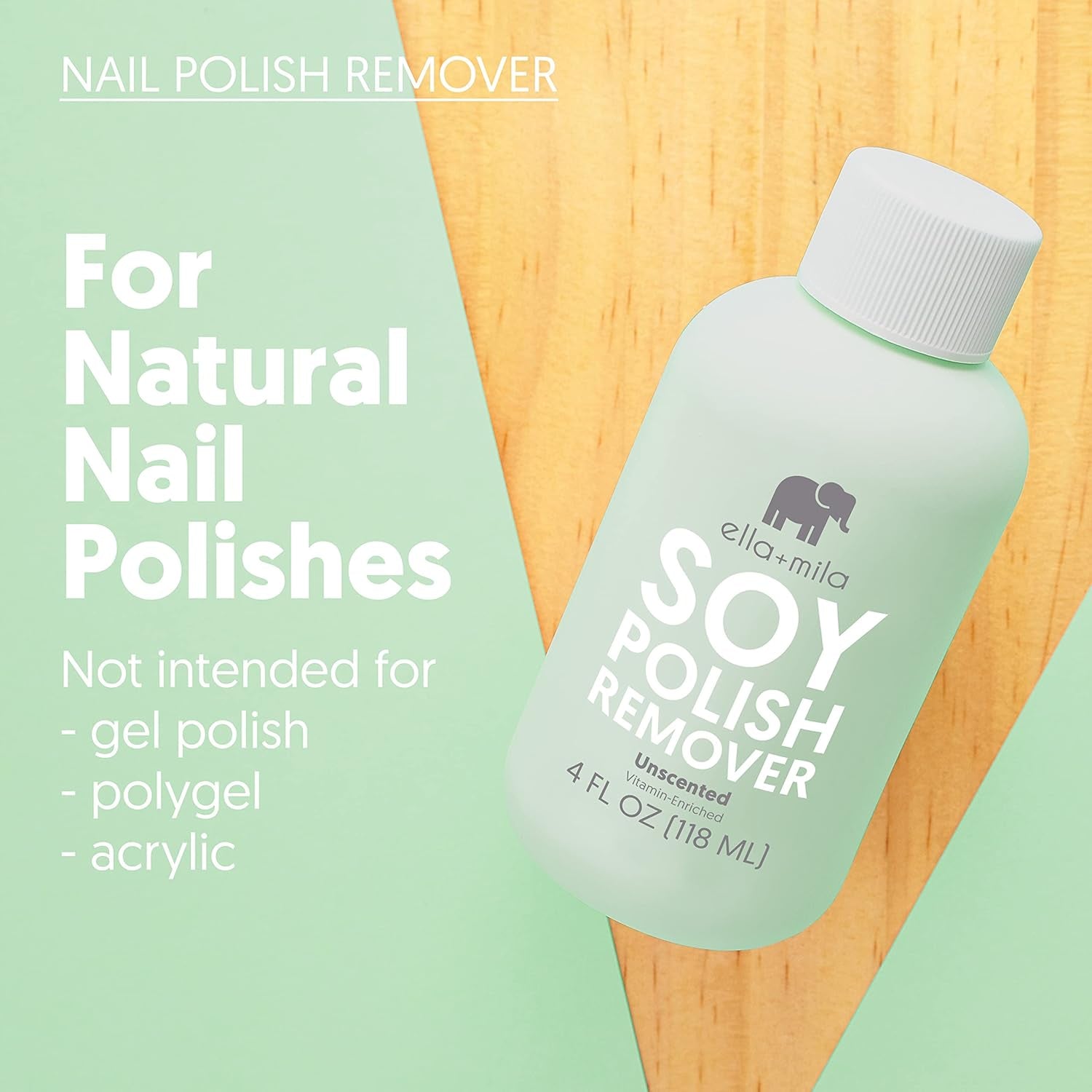 Soy Nail Polish Remover Non-Acetone Nail Polish Remover - Non-Toxic Fingernail Polish Remover - for Natural Nail Polishes - Unscented & Enriched with Vitamins A, C & E(4 Fl Oz) Teal