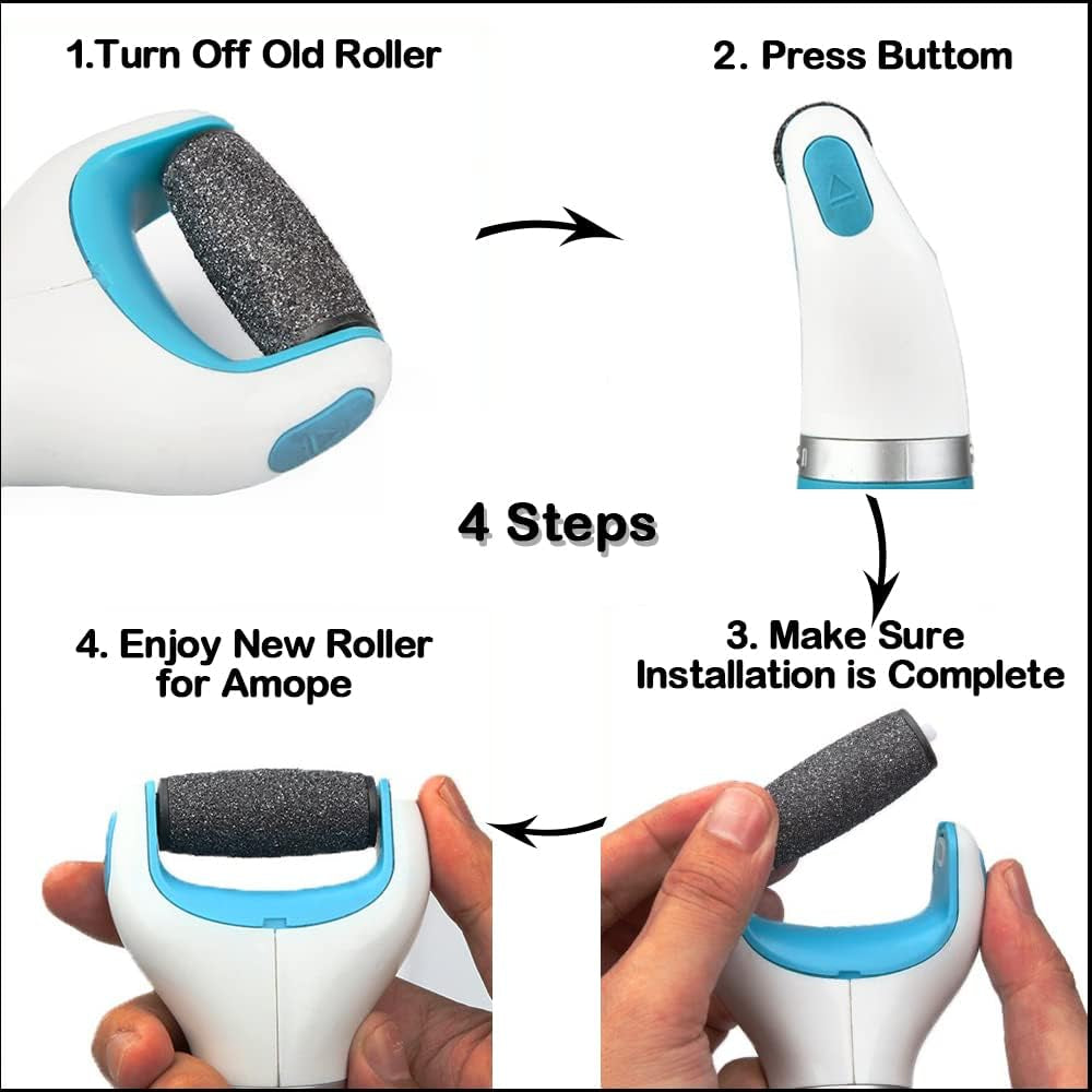 Electronic Foot File Replacements for Amope Pedi Perfect, Callus Remover Refills 1 Extra&4 Regular Contains Shell Powder