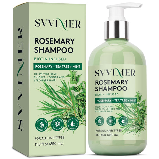 Rosemary Hair Growth Shampoo: Thickening and Regrowth Formula for Men & Women - Rosemary Mint Strengthening Shampoo with Tea Tree Oil Biotin - for Thinning Hair and Hair Loss 11.8 Fl.Oz