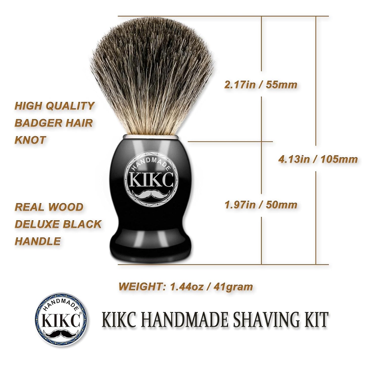 Hand Crafted Pure Badger Shaving Brush for Wet Shave, Soft Bristle, Wood Handle Black Color, Best Gift for Bearded Man