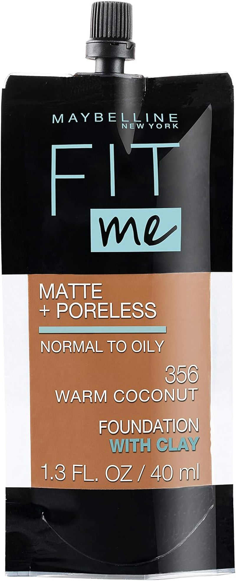 Fit Me Matte + Poreless Liquid Oil-Free Foundation Makeup, Warm Nude, 1 Count (Packaging May Vary)