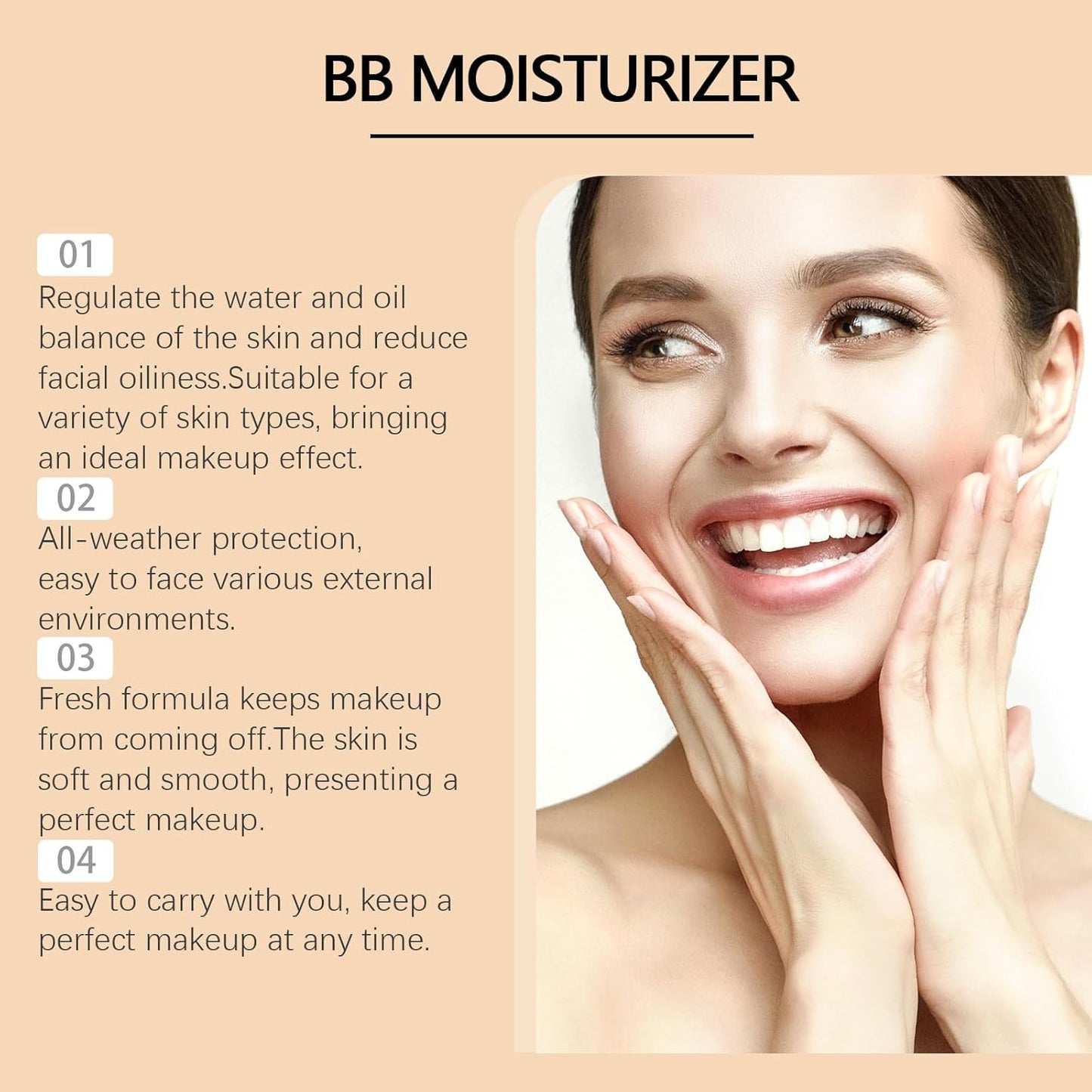 BB Tinted Moisturizer SPF 30, Tinted Moisturizer, BB Tinted Care Primer, Full Coverage Light-Medium Skin Color Hydrating & Smoothing Spectrum Spf Natural Color