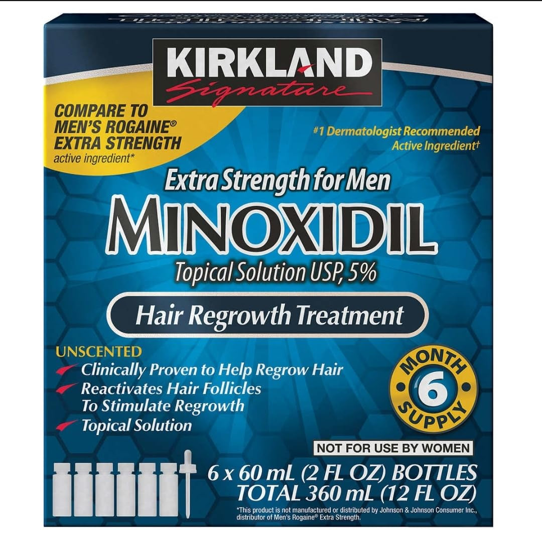 Minoxidil 5% for Men, Topical Solution Extra Strength Hair Regrowth Treatment, 6 Months Supply, Total 12 Fl Oz, Dropper Applicator, Exclusive 2 Microfiber Cleaning Cloths and Comb Included