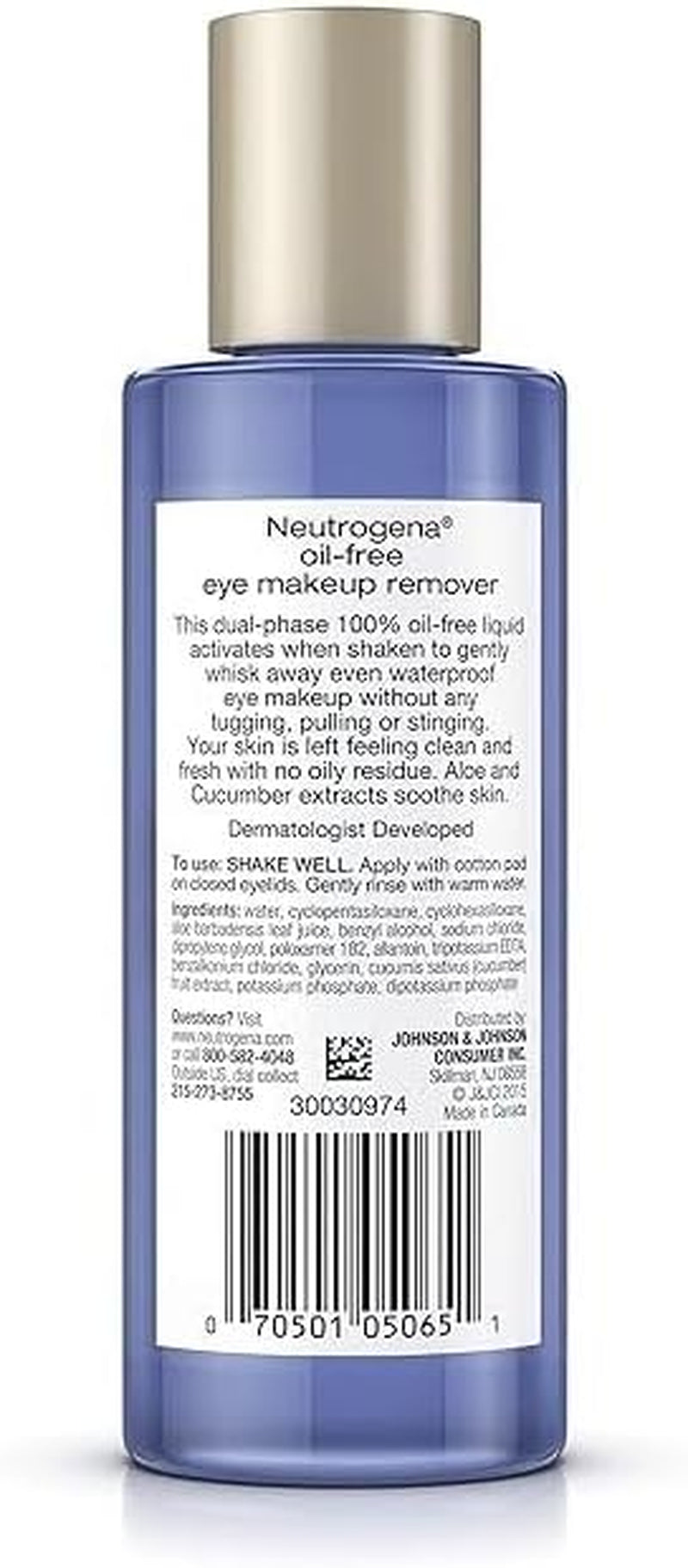 Gentle Oil-Free Eye Makeup Remover & Cleanser for Sensitive Eyes, Non-Greasy Makeup Remover, Waterproof Mascara Remover, Dermatologist & Ophthalmologist Tested, 5.5 Fl. Oz