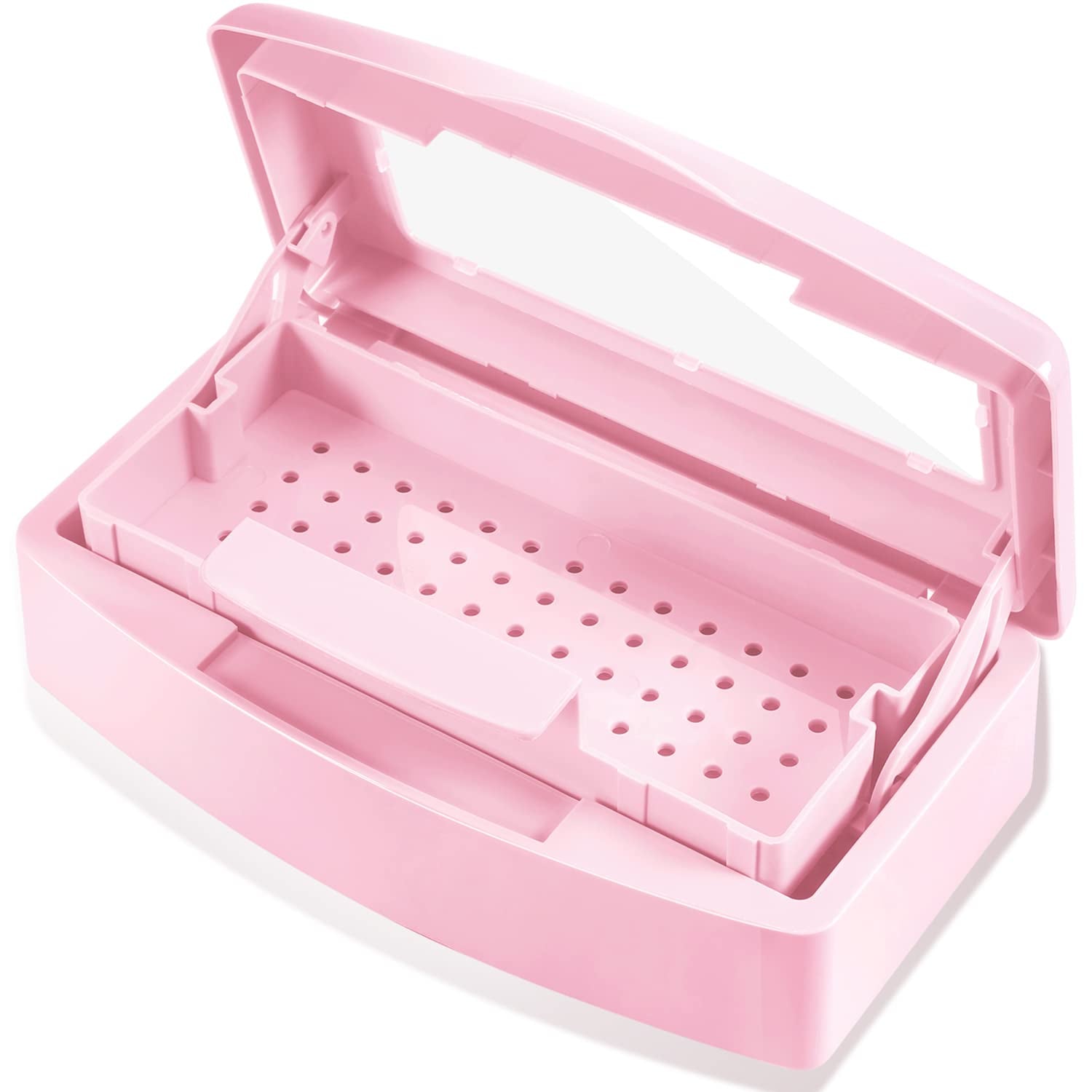 Plastic Sterilizing Tray,Sterilization Box,Nail Art Tool Sterilizer Tray, Sterilizer Tray Box Nail Art Salon Sterilizing Too（Pink）