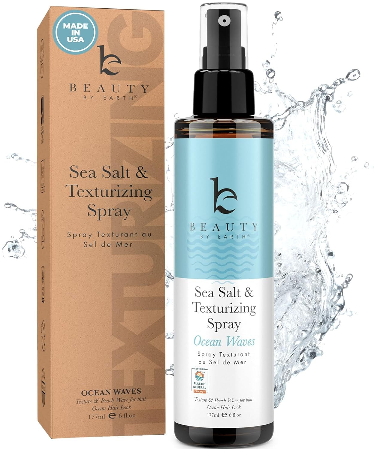 Sea Salt Spray for Textured Beach Waves & Volume - USA Made with Organic Ingredients, Texturing & Volumizing Spray for Fine Hair for Men & Women