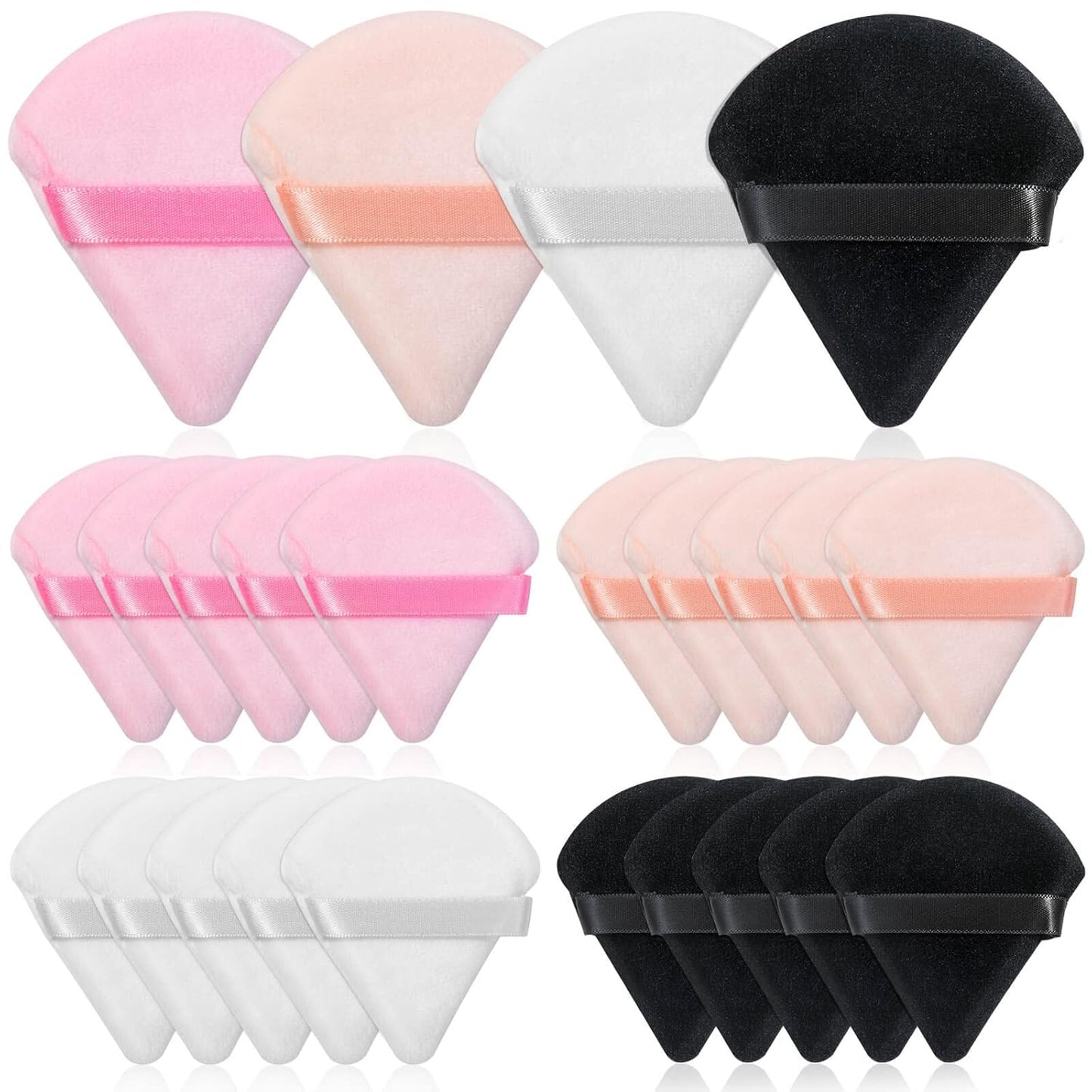 20Pcs Triangle Powder Puff, Loose Powder Puffs Makeup Puff for Face Powder, Setting Powder Puff for Make Up, Face Puff Pads for Press Powder, Sponge Powder Applicator for Face and Eye (Black)