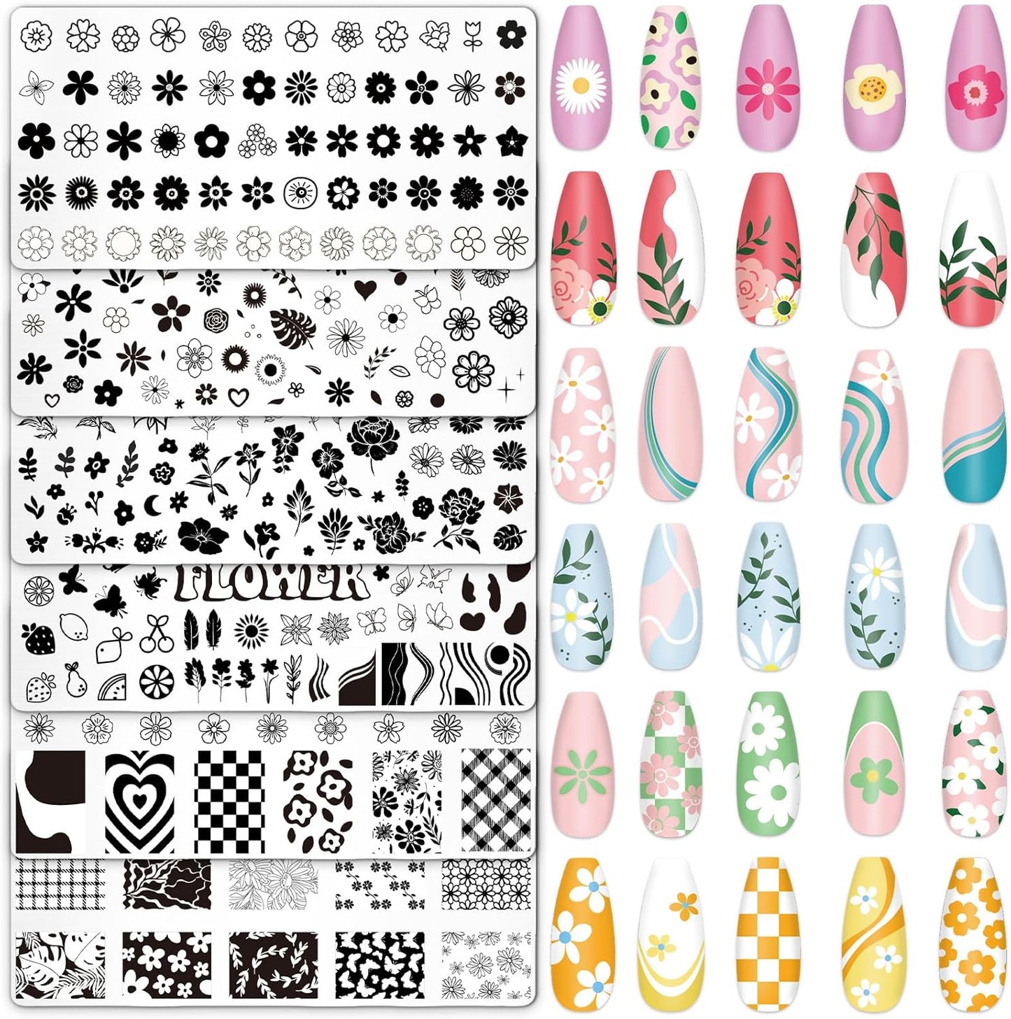 6Pcs Valentine'S Day St. Patrick'S Day Easter Nail Plates Stamping Set Heart Shamrock Egg Stamp Templates Nail Art Plates for DIY Print Manicure Salon Design