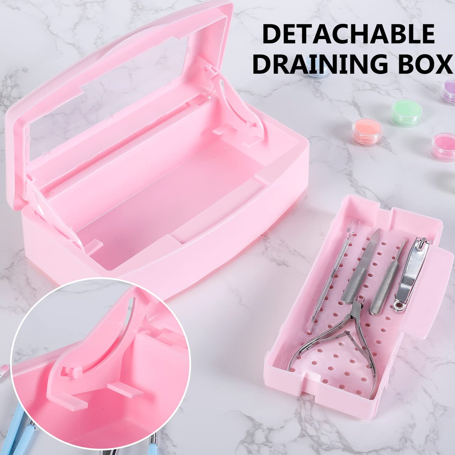 Plastic Sterilizing Tray,Sterilization Box,Nail Art Tool Sterilizer Tray, Sterilizer Tray Box Nail Art Salon Sterilizing Too（Pink）