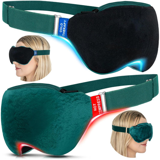 2-In-1 Heat and Cooling Eye Mask - Microwave Activated Heated Eye Mask for Dry Eyes, Styes and Blepharitis and Integrated Cooling Eye Mask for Puffy Eyes, Dark Circles or Migraines