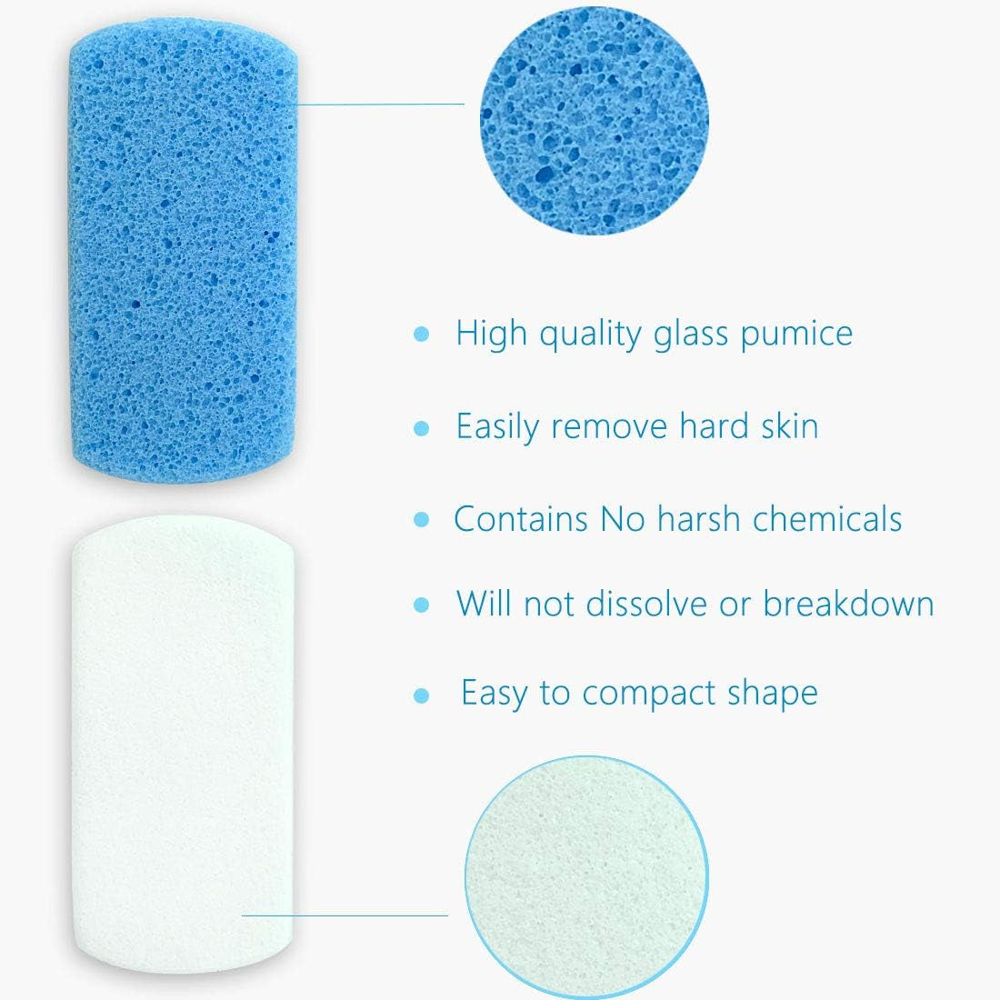 Glass Pumice Stone for Feet, Callus Remover and Foot Scrubber & Pedicure Exfoliator Tool Pack of 2