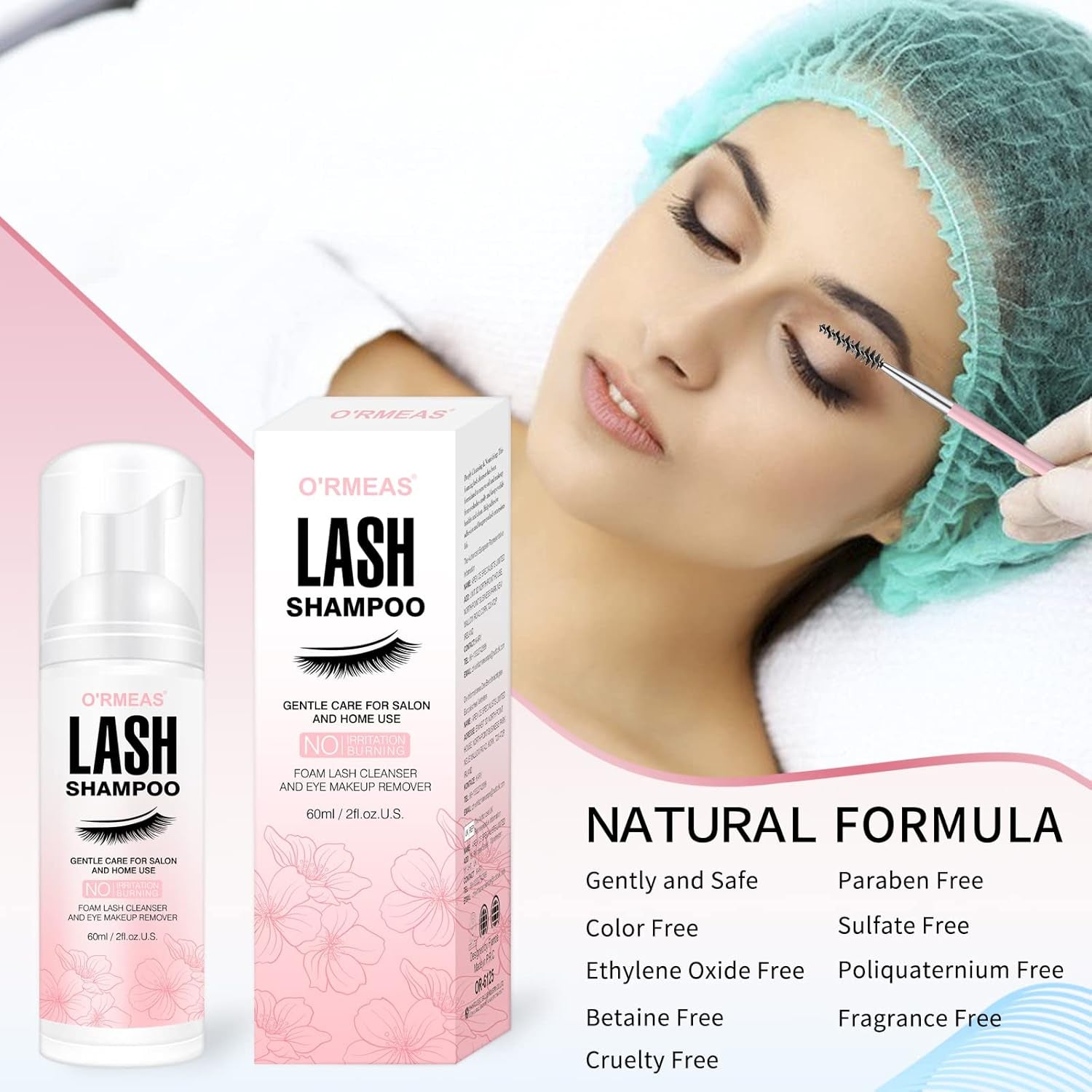 Lash Shampoo for Eyelash Extension Removal, 50Ml - Gentle, Natural Formula, Nourishing, Foaming Cleansing, Paraben & Sulfate Free