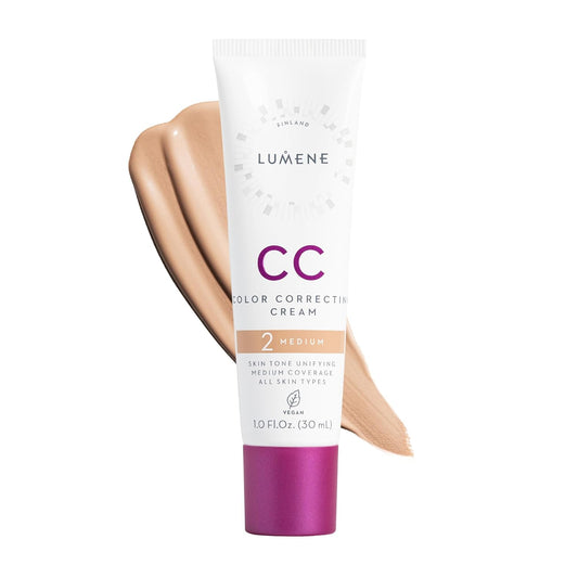 Color Correcting CC Cream - Lightweight Foundation - Medium Coverage - Redness Reducing Face Makeup for a Glowing Complexion - Vegan Formula + Suitable for All Skin Types - Medium (1 Fl Oz)