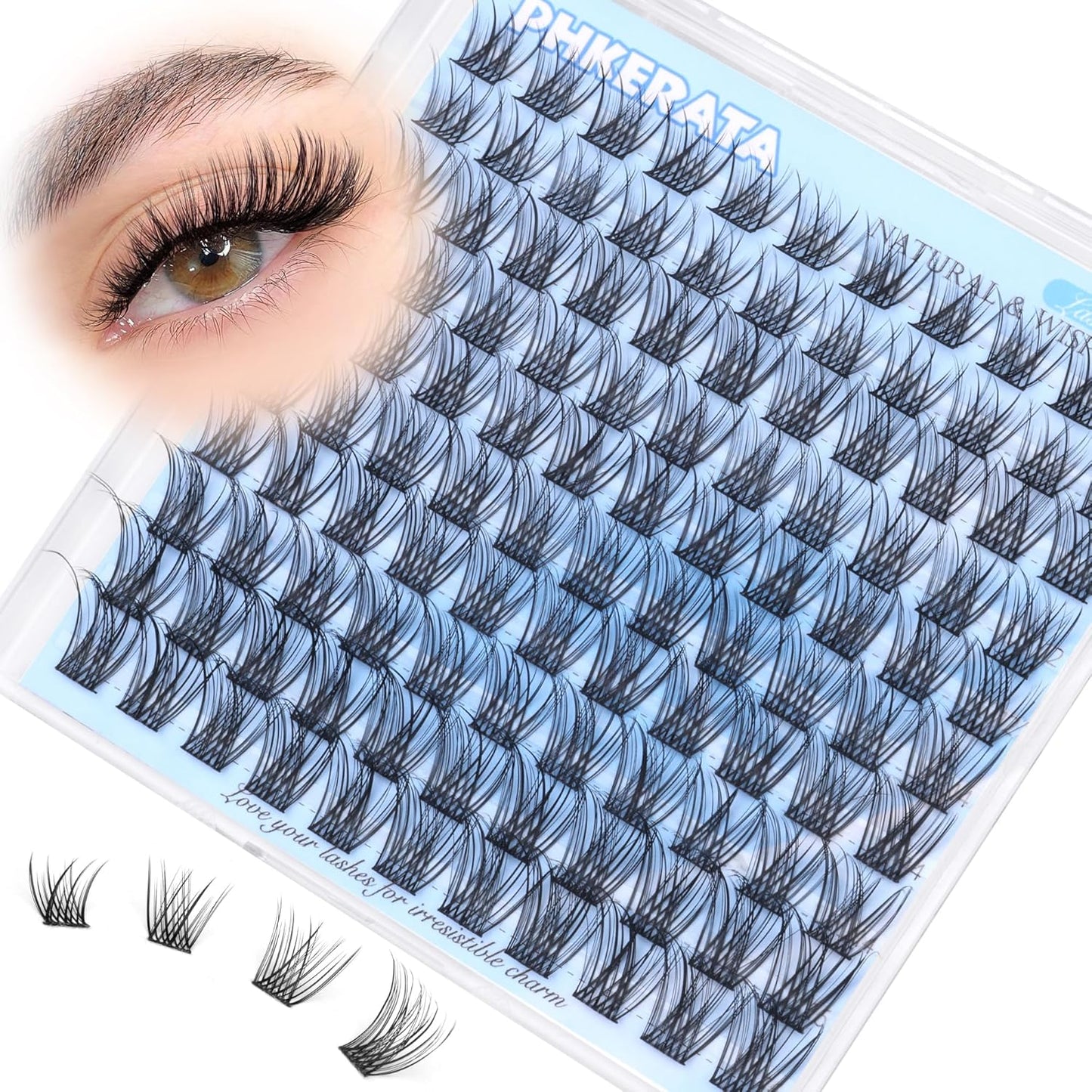 Natural Lash Clusters Wispy Eyelash Clusters 110 Pcs Cluster Eyelash Extensions C Curl Individual Lashes 10-16 Mm Mix Length Natural Look Lashes Clusters with Thin Lash Band