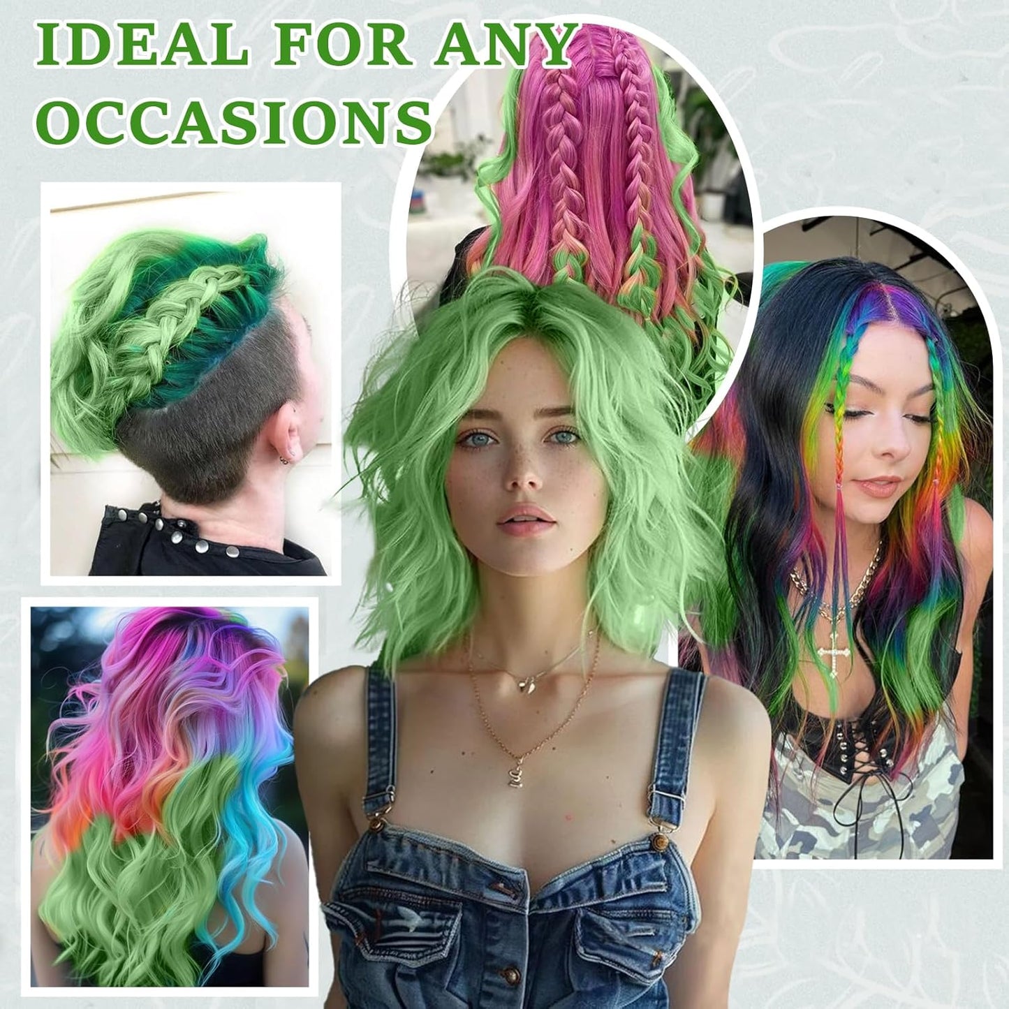 Temporary Hair Color Wax, Green Hair Dye Paint Wax Washable Instant Colored Hair Wax Gel Cream Mud Hair Makeup Men Women Halloween Party