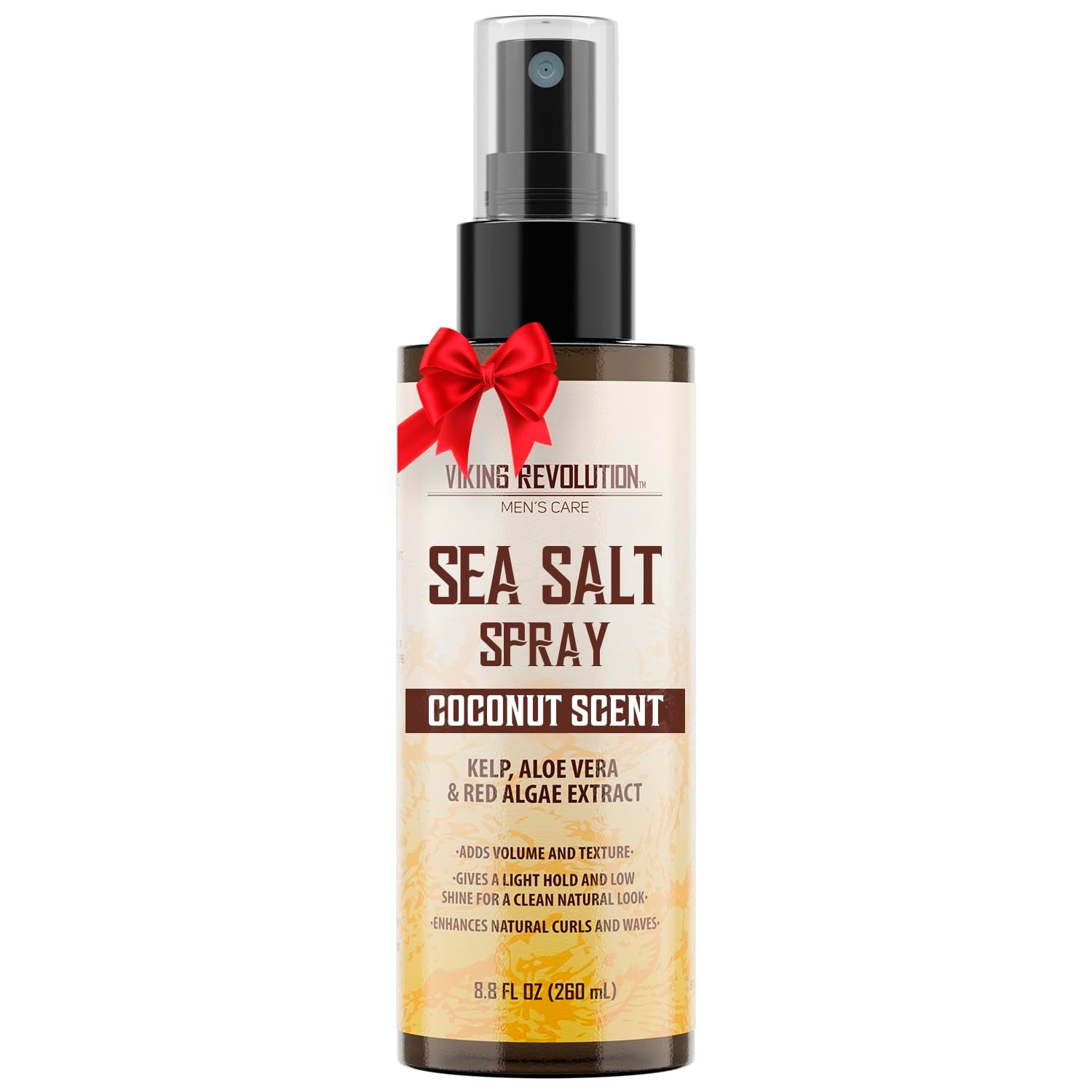 Coconut Sea Salt Spray for Hair Men - Hair Texturizing Spray with Kelp, Aloe Vera & Red Algae Extract - Surf Spray to Add Volume and Texture - Sea Salt Spray for Men Beach Hair Spray