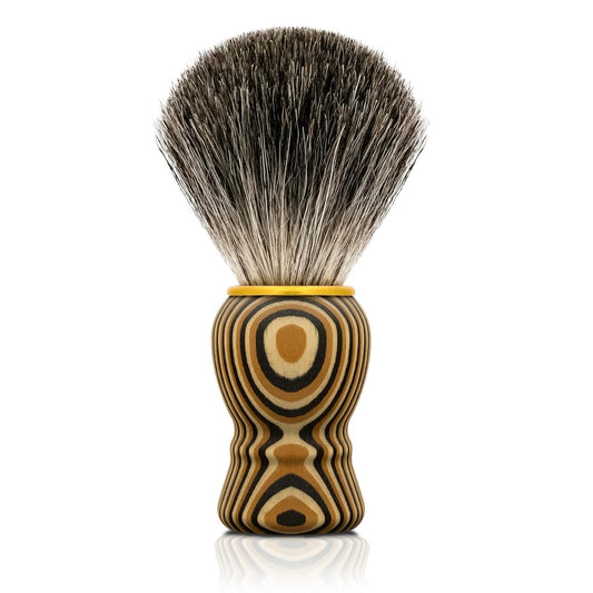 Hand Crafted Pure Badger Shaving Brush for Wet Shave, Soft Bristle, Art Annual Ring Wood Handle, Best Gift for Bearded Man