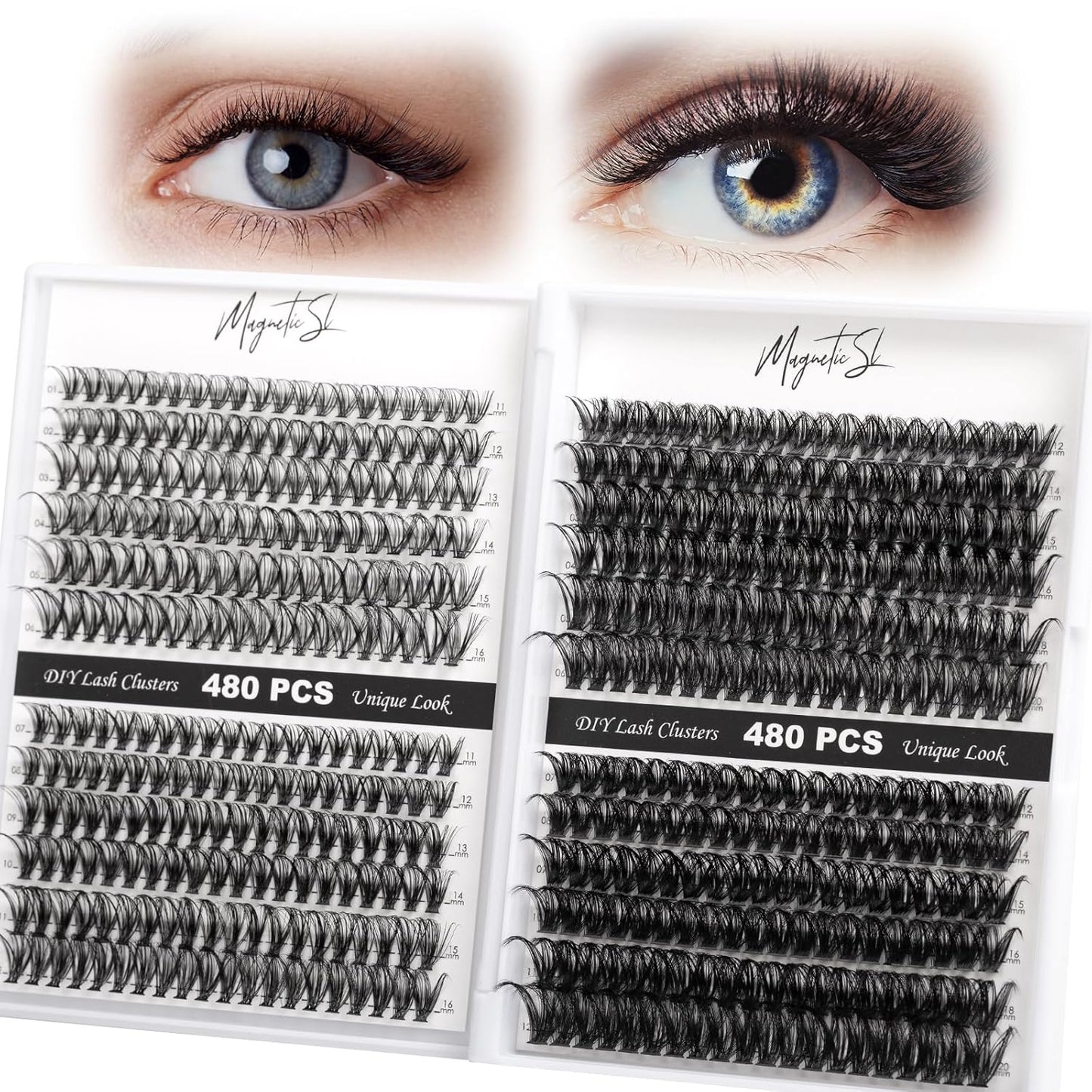 Lash Clusters DIY Lash Extensions Kit 320Pcs Individual Lashes Clusters 30D 40D D Curl Eyelash Extension Kit with Applicator and Lash Bond&Seal,Clusters Lash Glue Remover Mix 10-16Mm (30D+40D-320 KIT)