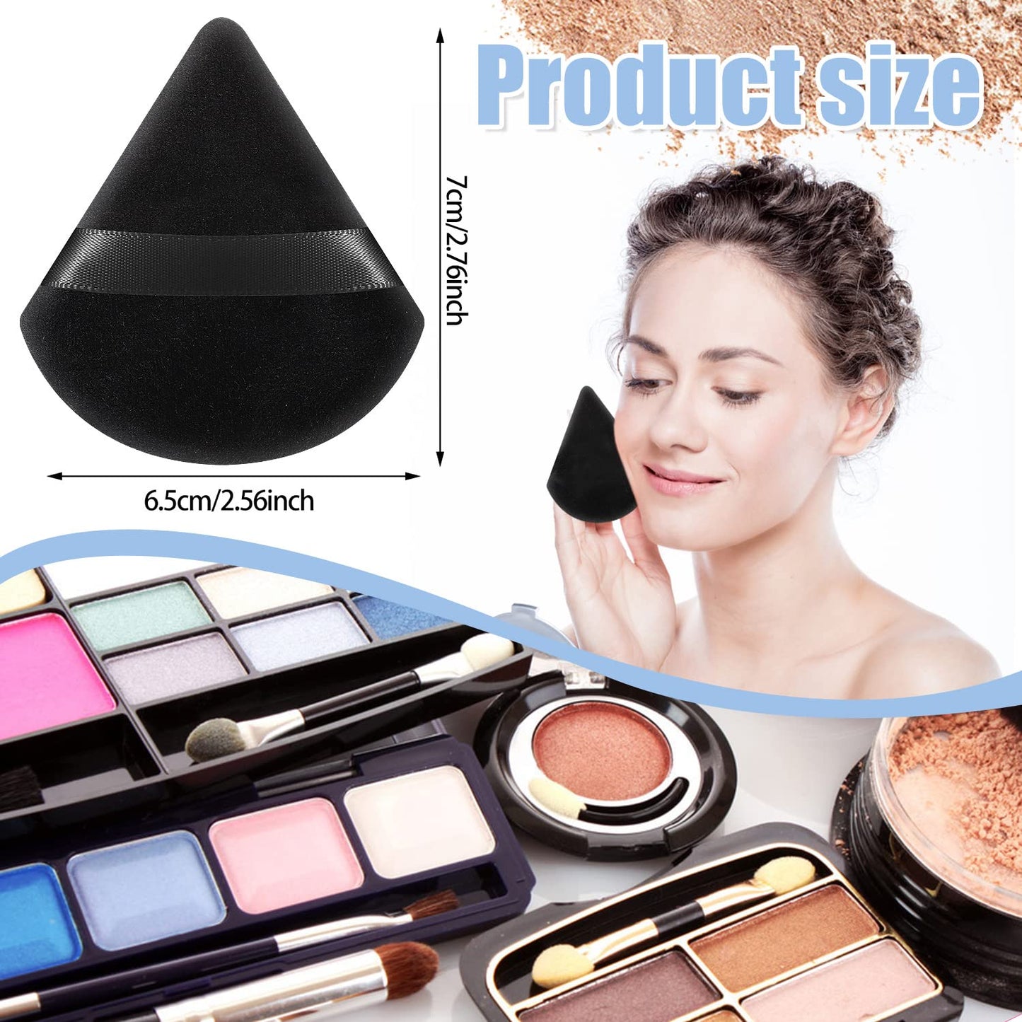 15 Pieces Powder Puff Face Soft Triangle Makeup Velour Puff, Beauty Sponge for Loose Powder and Cosmetic Foundation, Blender Makeup Tool (Black, Pink, Flesh)