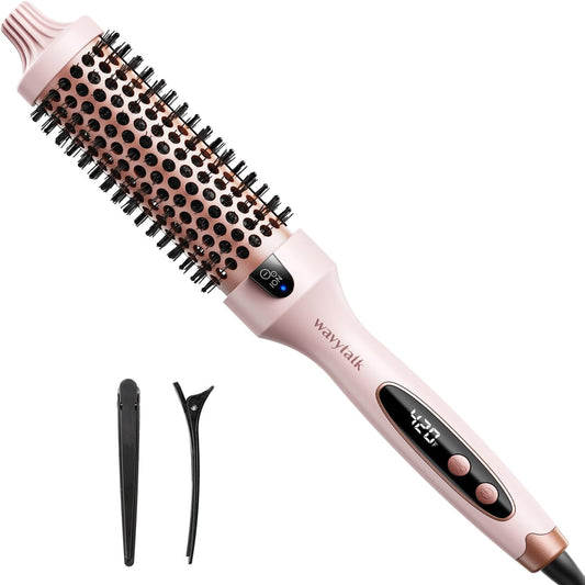 Thermal Brush, 1.5 Inch Heated round Brush for Blowout Look, Dual Voltage, Pink, Sakura, Tourmaline Ceramic, Negative Ion Technology, 5 Temperature Settings