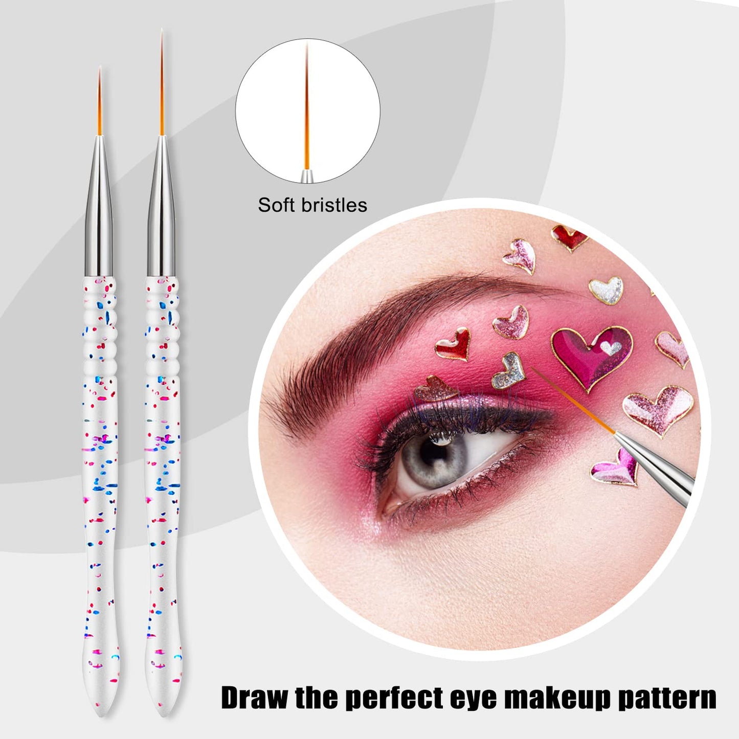 5Pcs Nail Art Liner Brushes, Nail Gel Polish Painting Brush Set, Thin Nail Art Dotting Drawing Pen (7/9/11/15/20Mm)