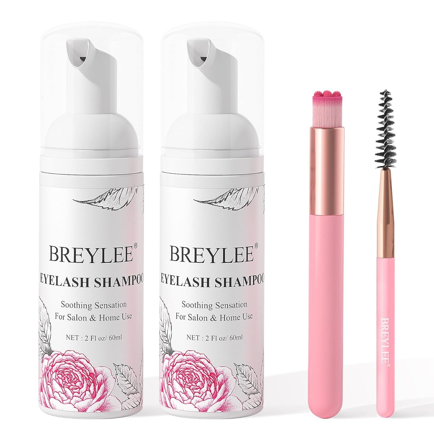 Eyelash Extension Cleanser,Eyelash Extension Shampoo, Eyelash Extension Foam & Brushes Eyelid Cleanser for Makeup Remover Paraben & Sulfate Free for Salon and Home Use