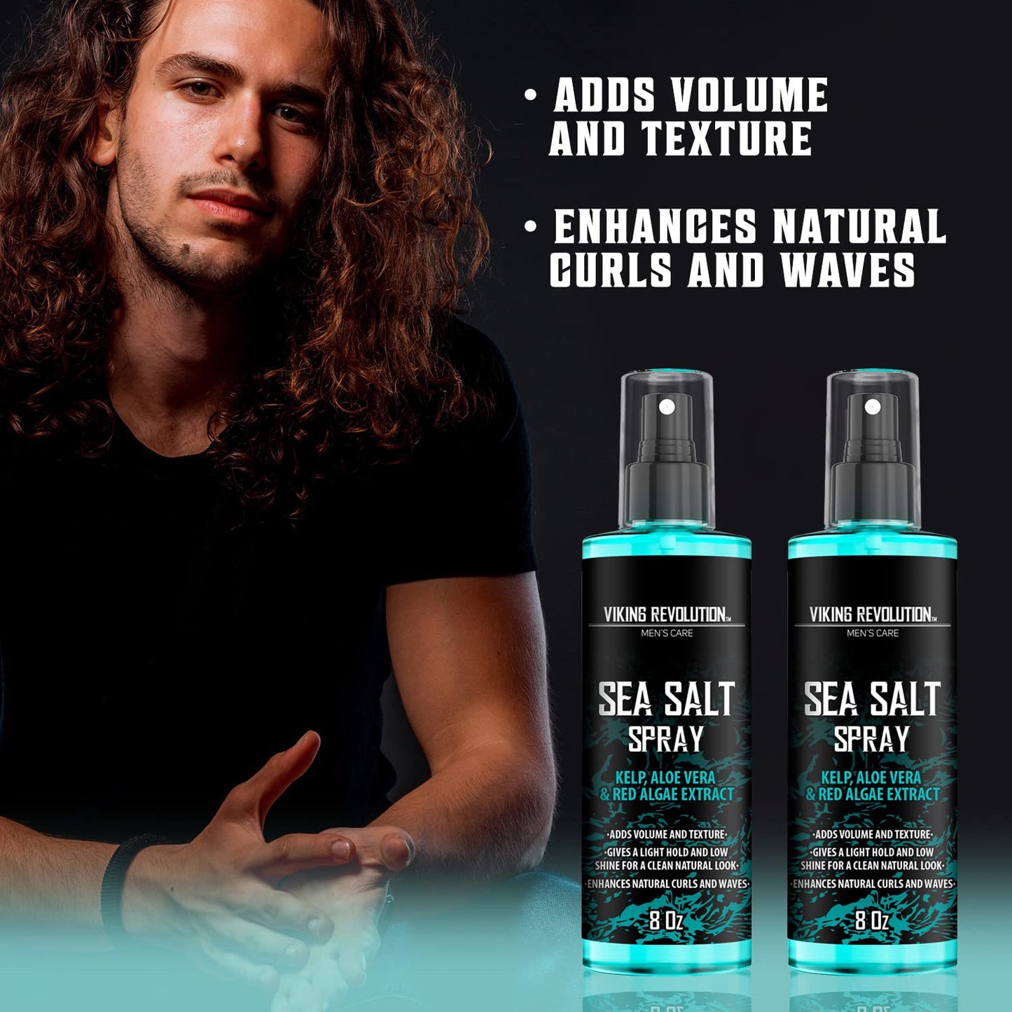 Sea Salt Spray for Hair Men - Hair Texturizing Spray with Kelp, Aloe Vera & Red Algae Extract - Surf Spray to Add Volume and Texture- Sea Salt Spray for Men Beach Hair Spray (2 Pack)