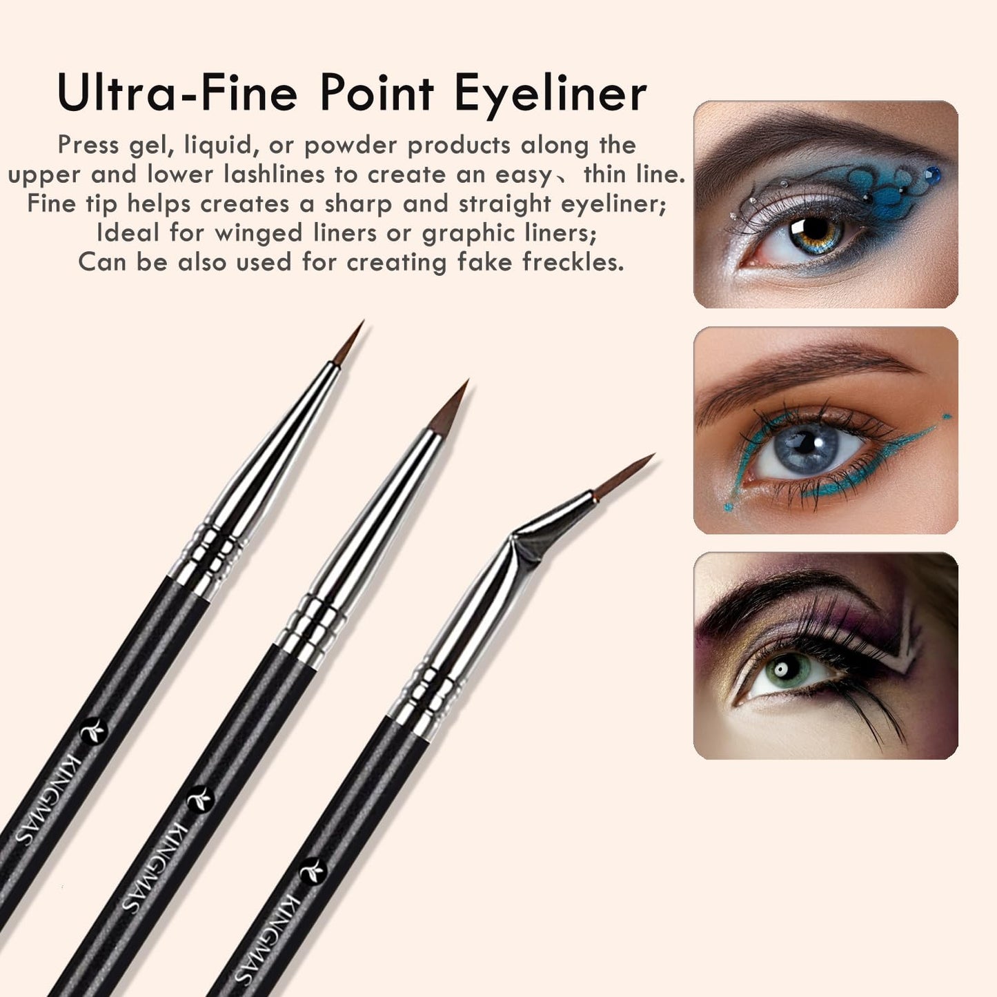 7Pcs Eyeliner Brush Set, Angled Flat Gel Eye Liner Makeup Brushes, Ultra Thin Liner Brush, Fine Point Eyeliner Brushes for Women Girls