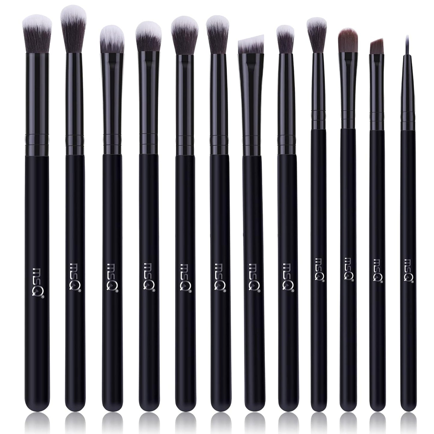 Eye Makeup Brushes 12Pcs Rose Gold Eyeshadow Makeup Brushes Set with Soft Synthetic Hairs & Real Wood Handle for Eyeshadow, Eyebrow, Eyeliner, Blending(Without Bag)