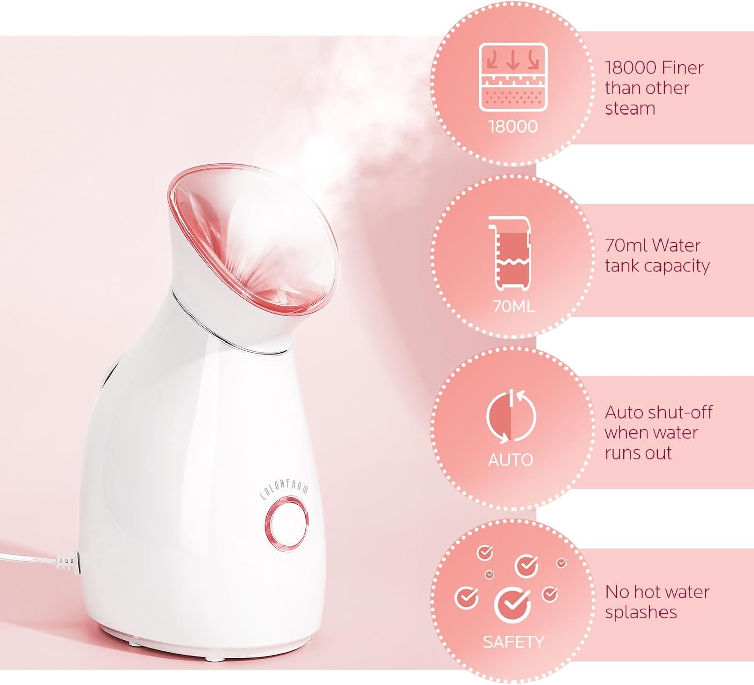 Facial Steamer Nano Ionic: Face Steamer Deep Cleaning Unclogs Pores - Humidifier Hot Mist Home Sauna Spa for Women Men Sinuses Moisturizing