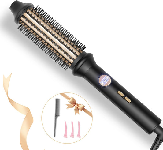 Thermal Brush Ionic Heated round Brush for Blowout Look,  Hot Hair Curling Iron Brush with 10 Temp Settings, 30S Fast Heated, Thermal round Brush for All Hair Types