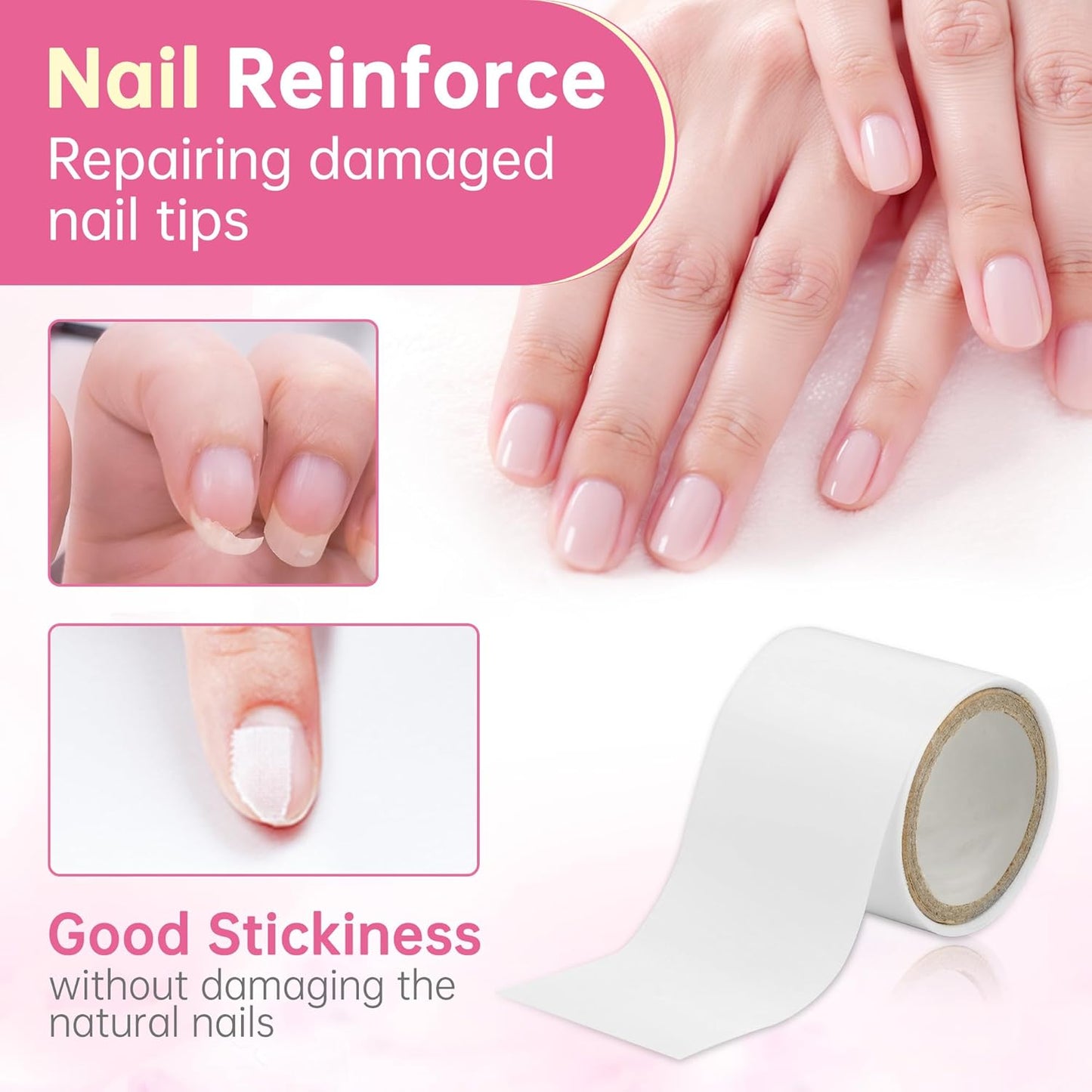 Silk Nail Wrap Nail Splits Breaks Instant Reinforce Repair Bandage Tape Protector Self Adhesive Easy Trimerable for UV Gel Acrylic Nail Art Extension Fiberglass Professional Manicures Tool