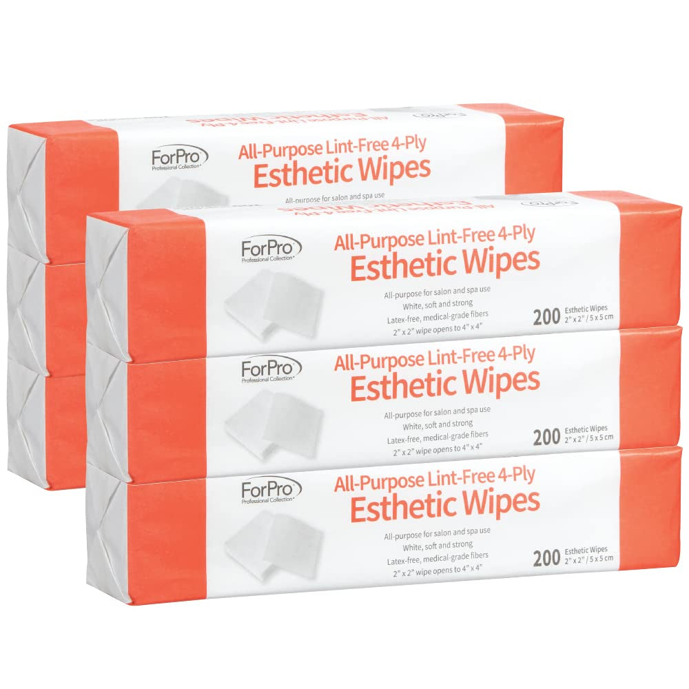 All-Purpose Lint-Free 4-Ply Esthetic Wipes, for Salon and Spa Use, Soft, Strong and Durable, Latex-Free, 2" X 2", 200-Count