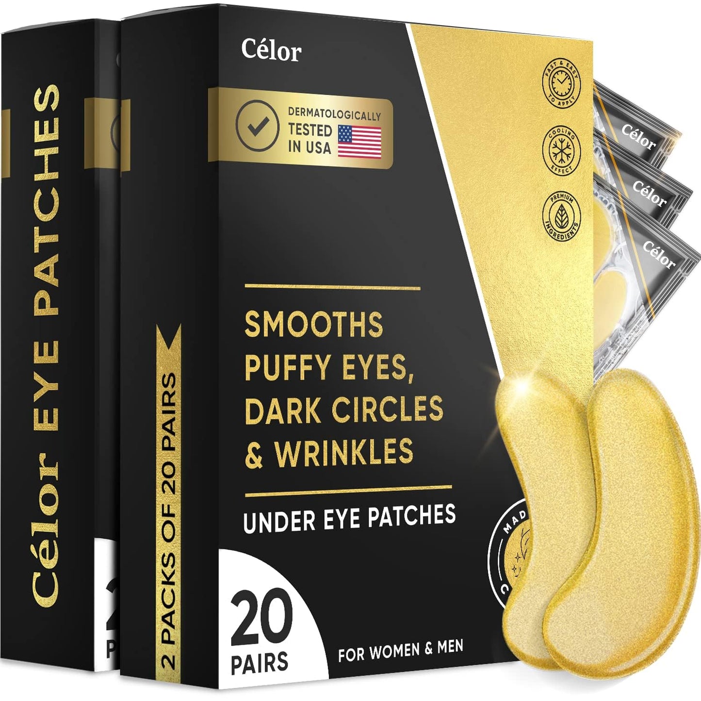 Under Eye Patches (20 Pairs) - Eye Patches for Puffy Eyes and Dark Circles - under Eye Mask for Beauty & Personal Care - under Eye Mask Amino Acid & Collagen for Dark Circles and Puffiness by Celor