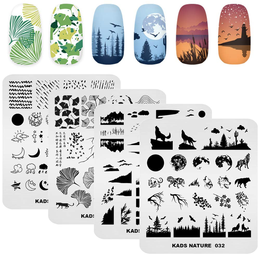 20Pcs Nail Stamp Plates Set Nails Art Stamping Plates Leaves Flowers Animal Nail Plate Template Image Plate (20 Pcs)