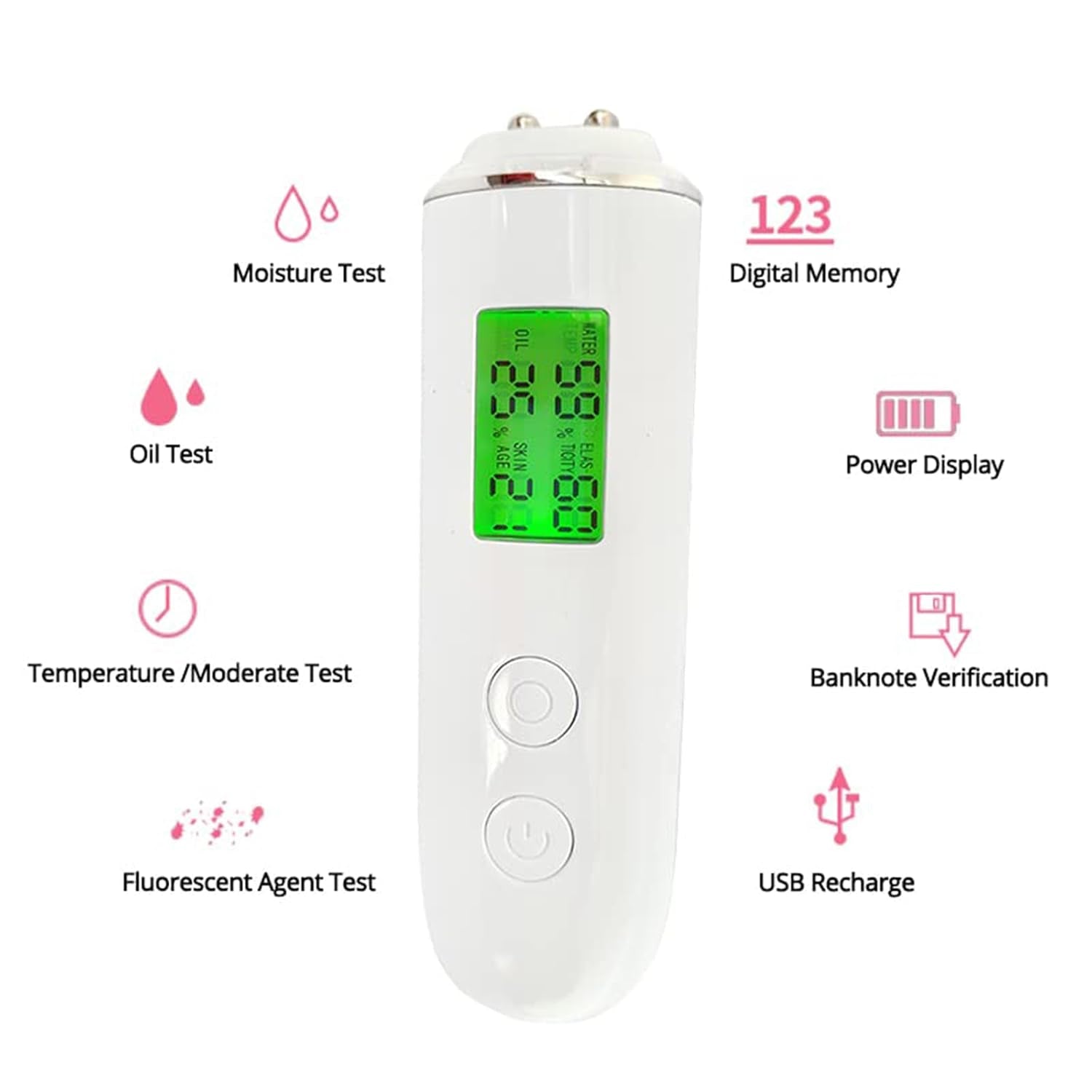 Skin Hydration Tester,Hydration Monitor,Skin Analyzer Machine Professional,Skin Tester for Accurate Monitoring of Skin'S Oil and Moisture Levels,Digital Skin Detector