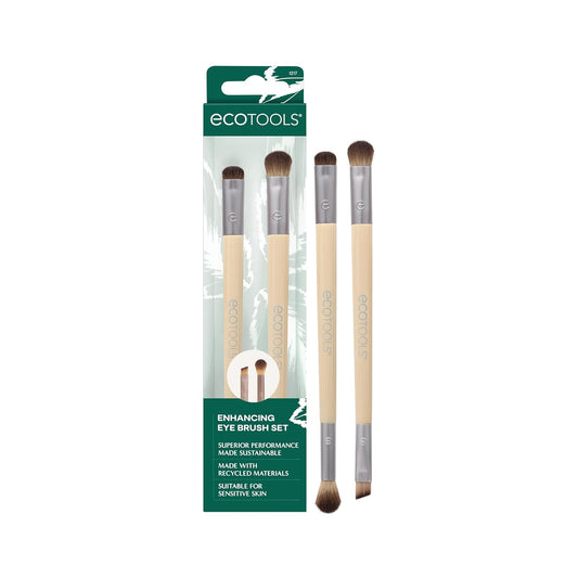 Enhancing Eye Brush Set, Makeup Brushes for Liquid, Cream & Powder Eyeshadow & Eye Liner Application, Dual-Sided & Eco-Friendly, Synthetic Bristles, Cruelty-Free, 2 Piece Set