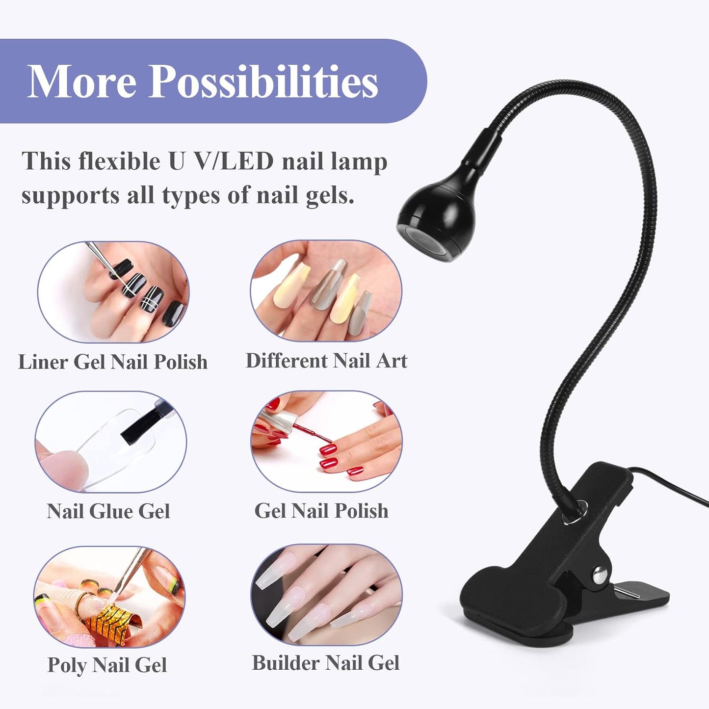 U V LED Nail Lamp – Mini Led Nail Lamp Gel X Lamp for Nails with Securing Clip Rotatable Led Light for Nails for Curing Gel Polish U V Nail Gels Manicure Home DIY, Black