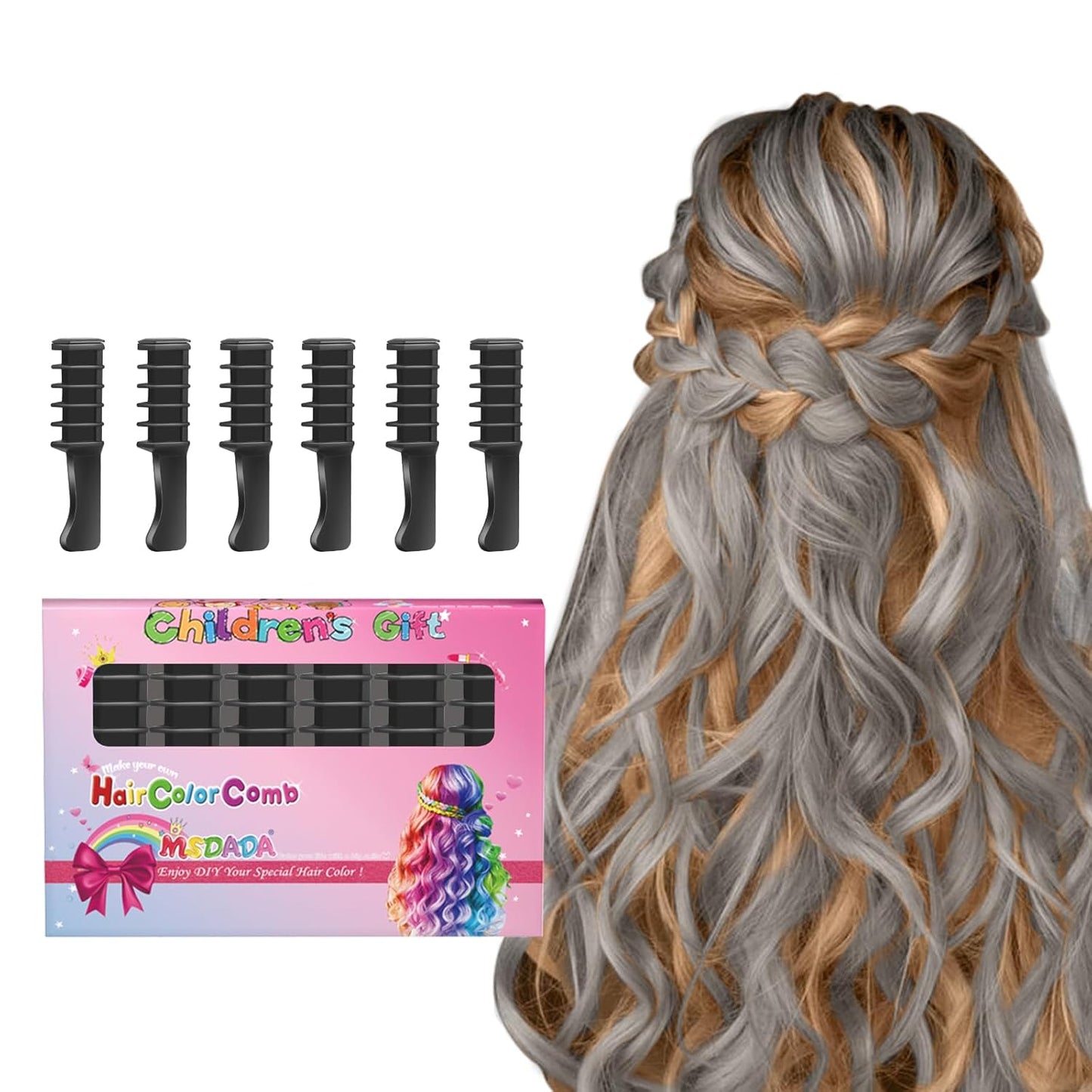 New Hair Chalk Comb Temporary Hair Color Dye for Girls Kids, Washable Hair Chalk for Girls Age 4 5 6 7 8 9 10-12 Birthday Christmas New Year Cosplay Hair DIY Party