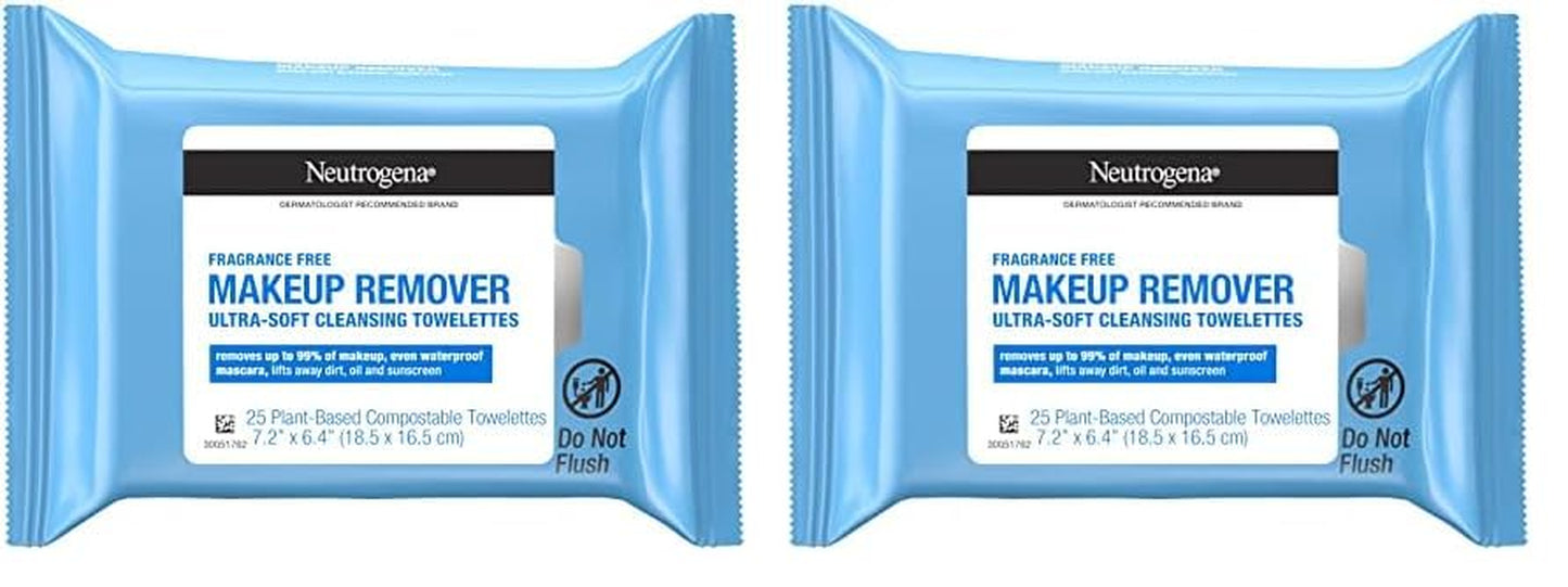 Fragrance-Free Makeup Remover Wipes, Daily Facial Cleanser Towelettes, Gently Removes Oil & Makeup, Alcohol-Free Makeup Wipes, 25 Ct