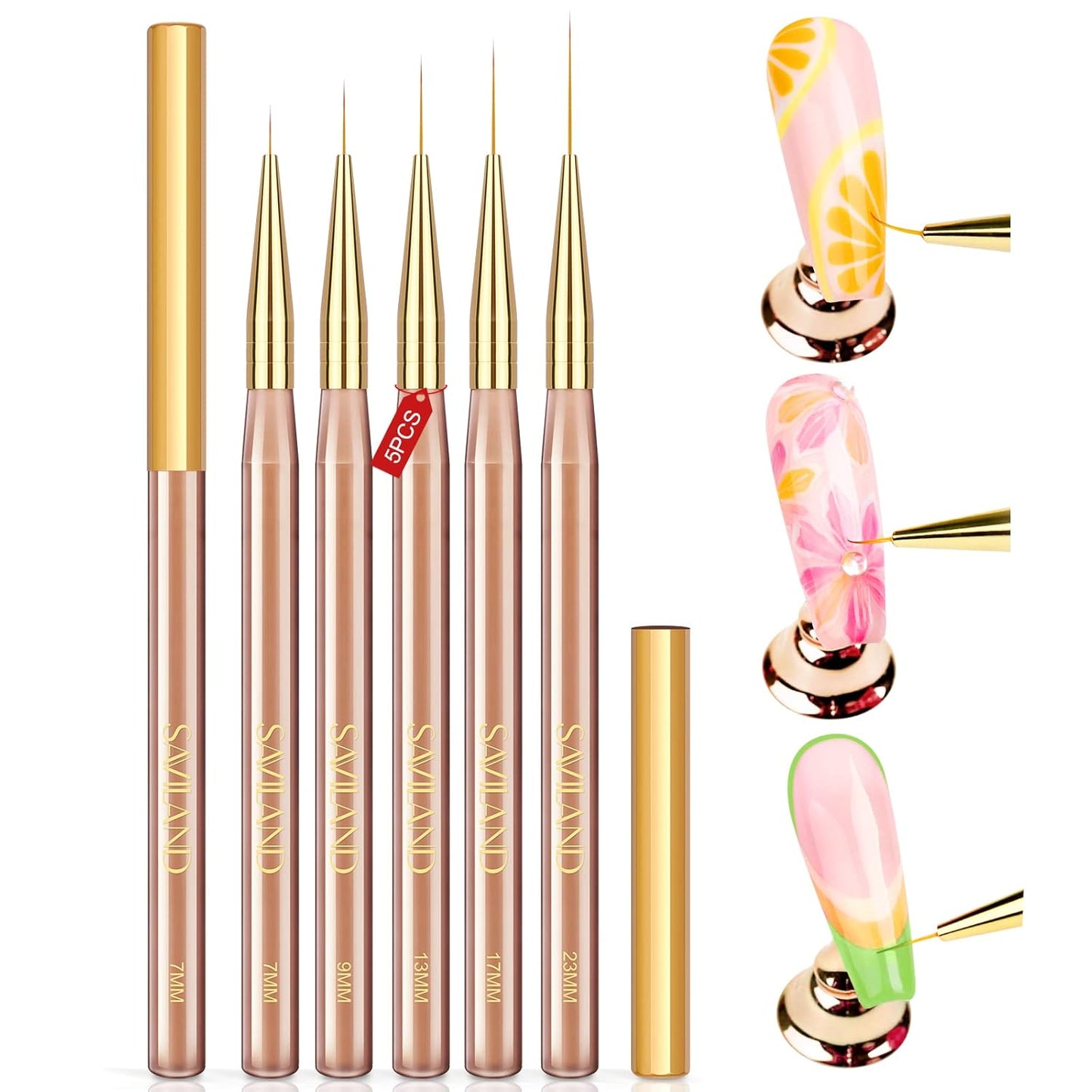 6PCS Nail Art Brushes Set – Multifunctional Nail Brushes for Nail Art Nail Design Brush Gel Nail Brush for Nail Extension Nail Art Liner Brush 3 Sizes Dotting Tools for DIY