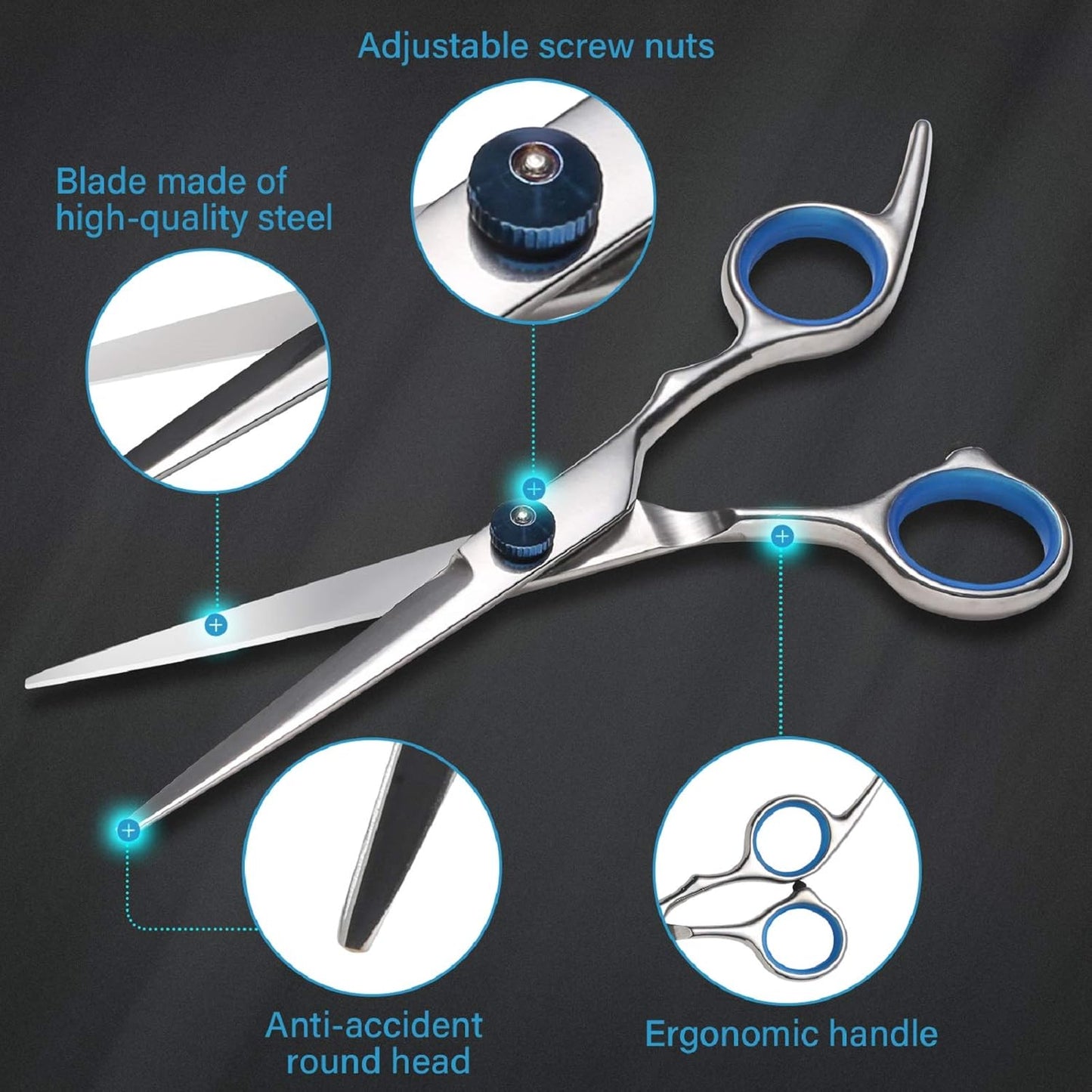 Hair Cutting Scissors Kit,11 Pcs Professional Haircut Scissors Kit with Cutting Scissors,Thinning Scissors,Neck Duster Brush,Comb,Barber Cape,Hair Clips,Hairdressing Shears Set for Barber and Home