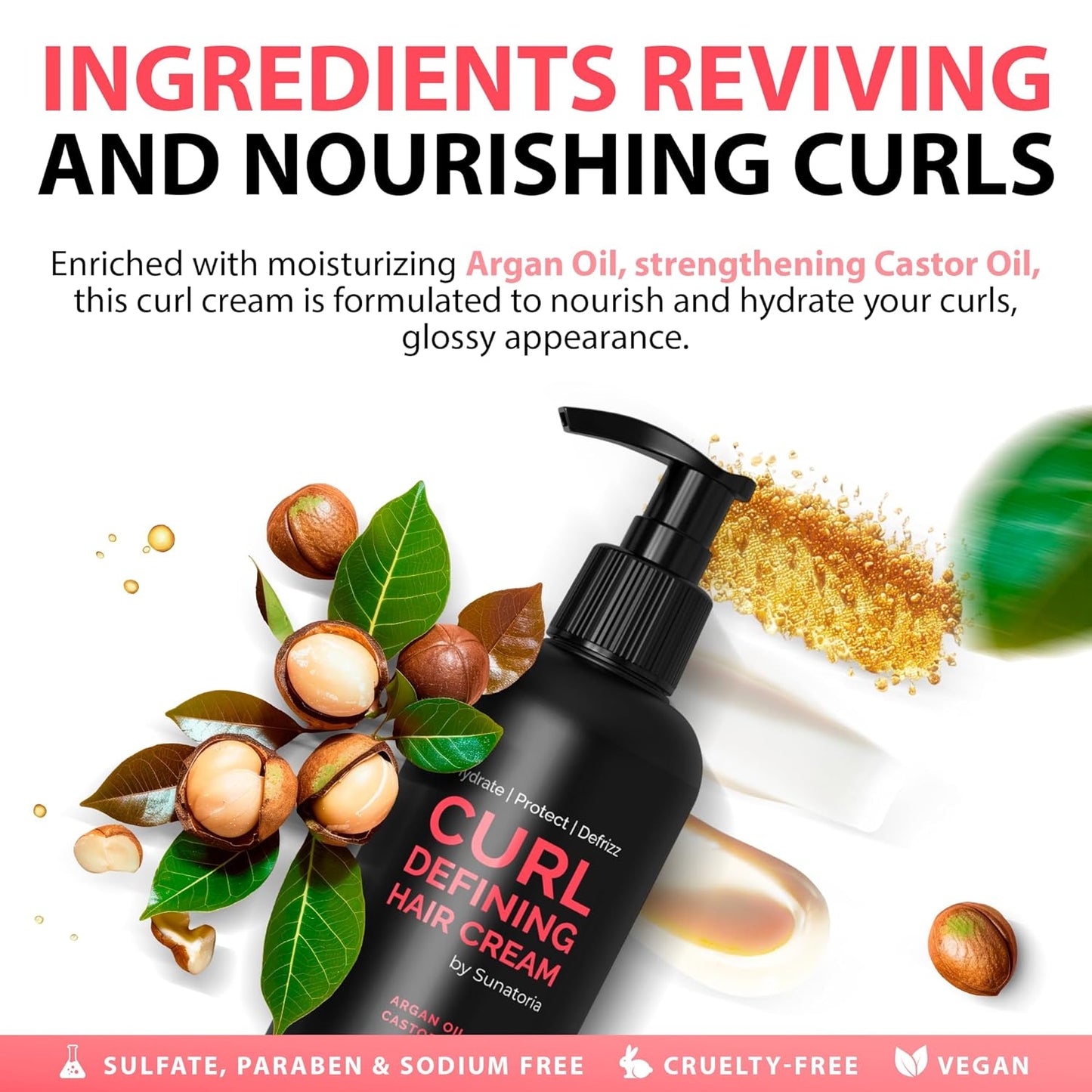 Curl Defining Cream for Wavy Hair - Leave-In Texturizer for Dry, Wave & Curly Hair - Moisturize with Macadamia & Argan Oil - Best Frizz Control - Curly Hair Products