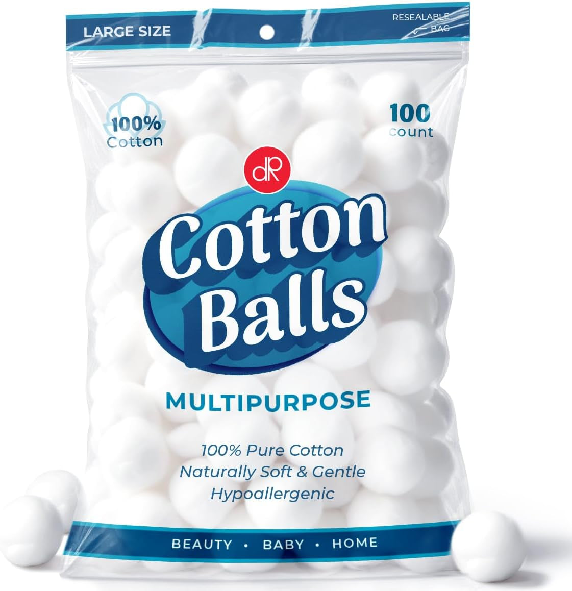 300 Small Cotton Balls for Make-Up, Nail Polish Removal, Pet Care, Applying Oil Lotion or Powder, Made from 100% Pure & Natural Cotton, Soft and Absorbent for Household Needs (300 Count)