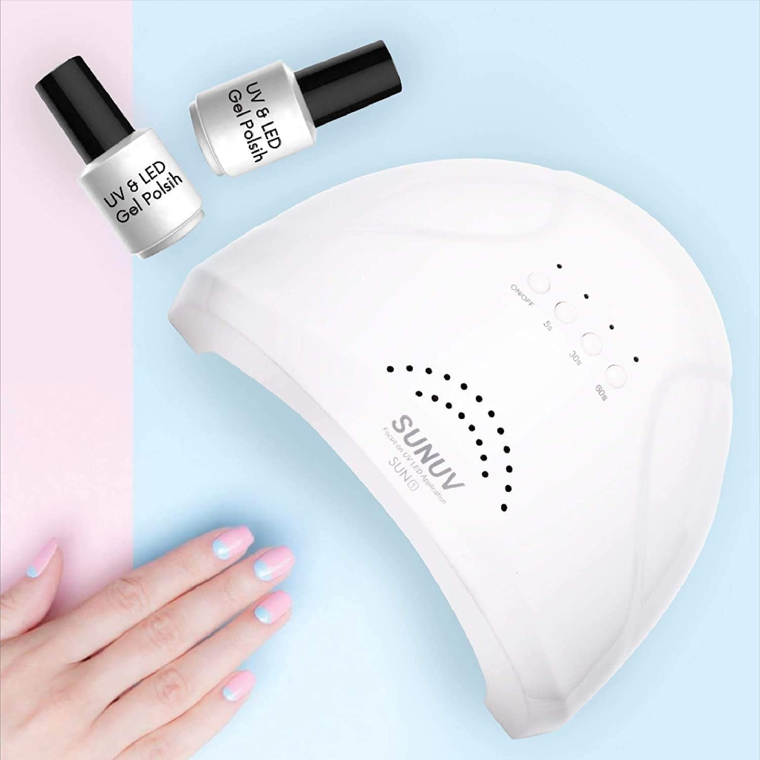 UV LED Nail Lamp,  Gel Light for Nail Polish 48W UV Dryer with 3 Timers Sunone White